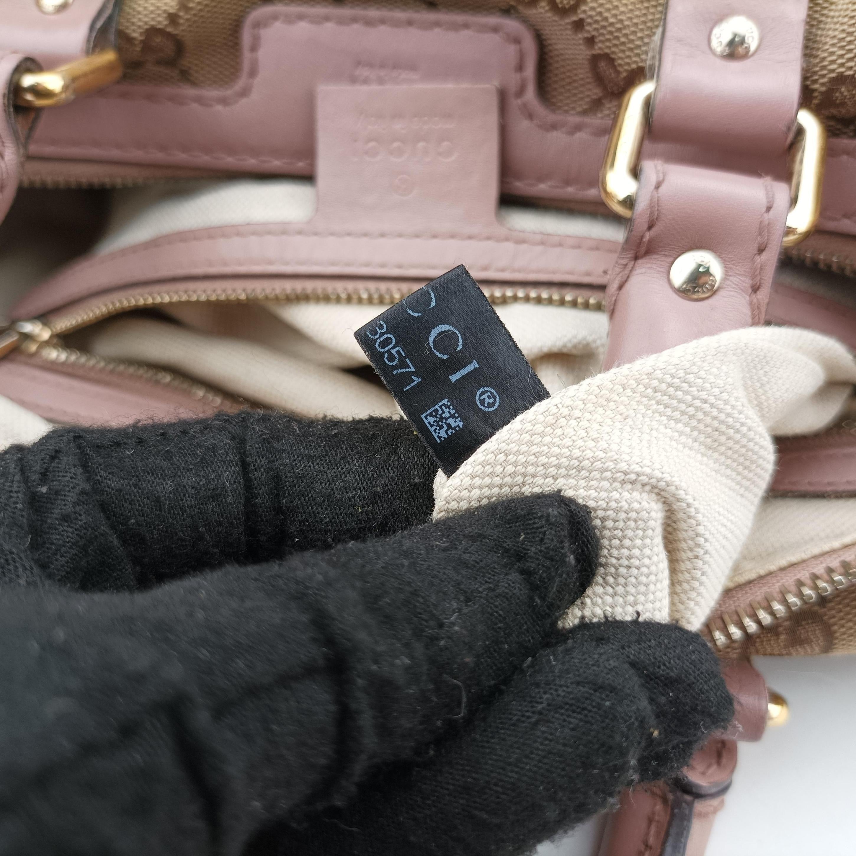 Vintage Gucci Sherry Line beige×pink canvas×leather 247205 bostonbag | stylenewstar