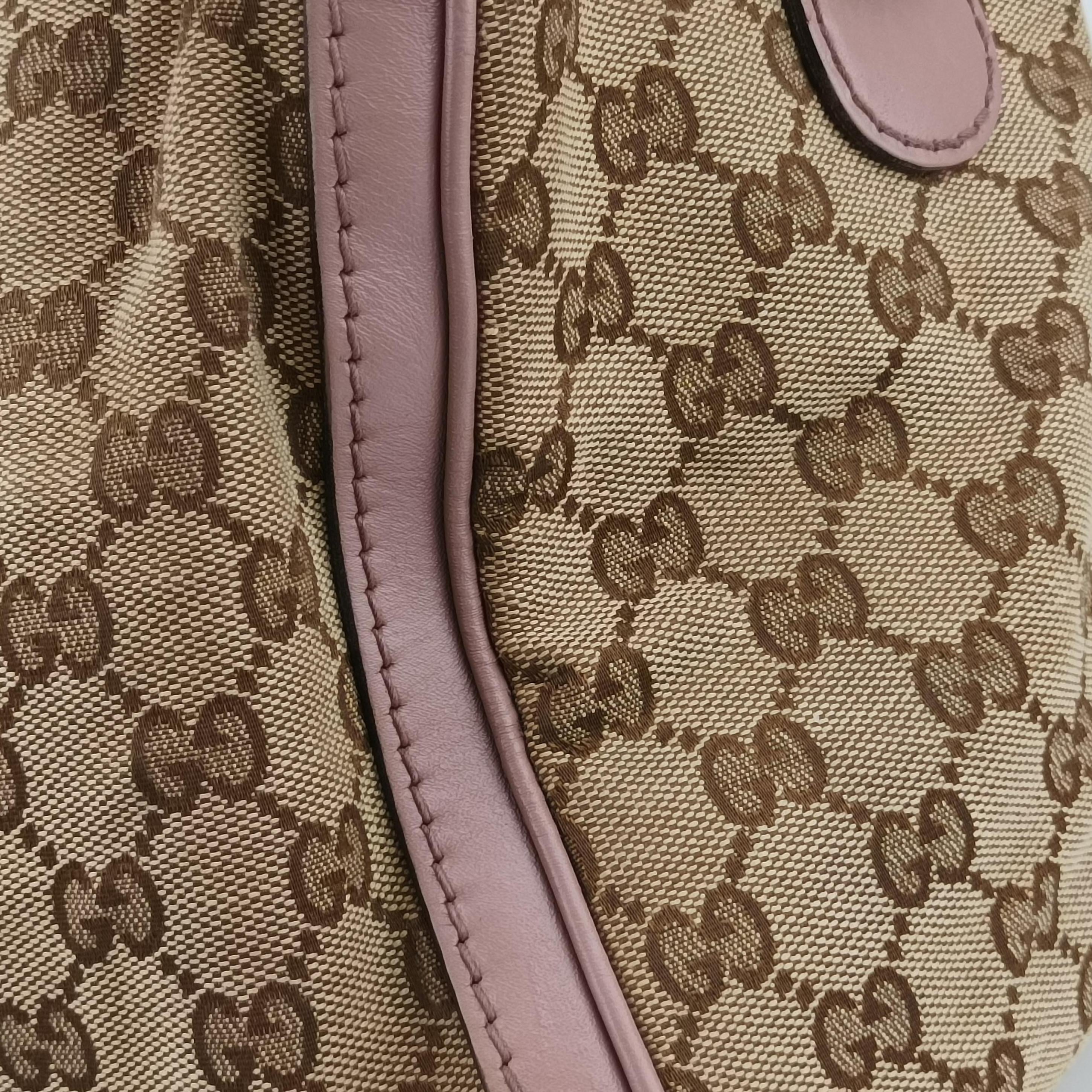 Vintage Gucci Sherry Line beige×pink canvas×leather 247205 bostonbag | stylenewstar