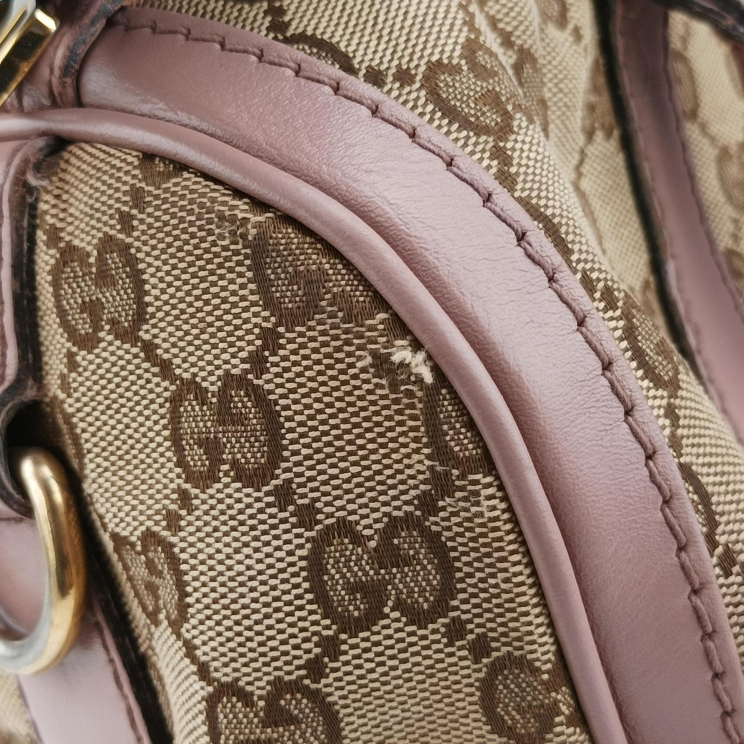 Vintage Gucci Sherry Line beige×pink canvas×leather 247205 bostonbag | stylenewstar