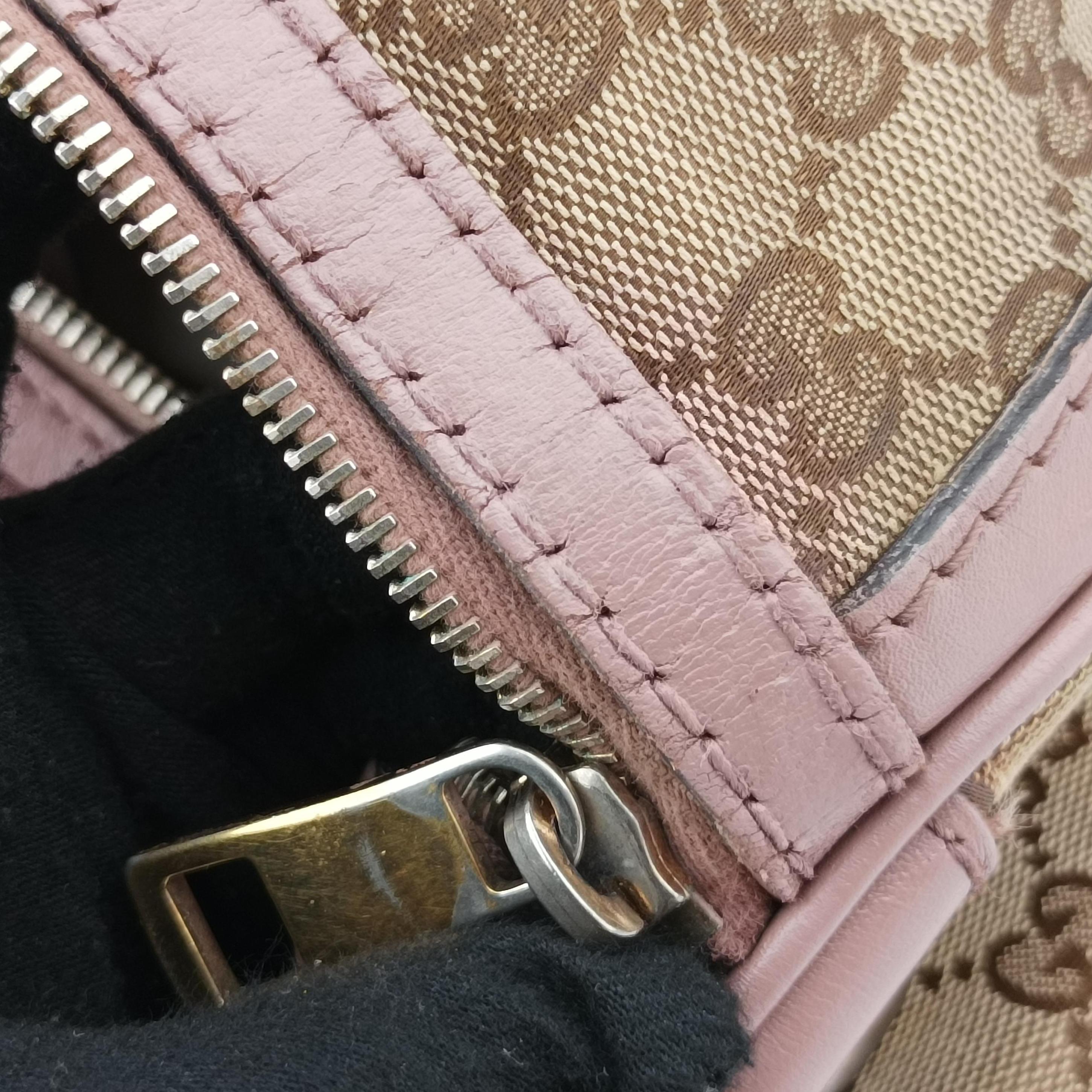 Vintage Gucci Sherry Line beige×pink canvas×leather 247205 bostonbag | stylenewstar