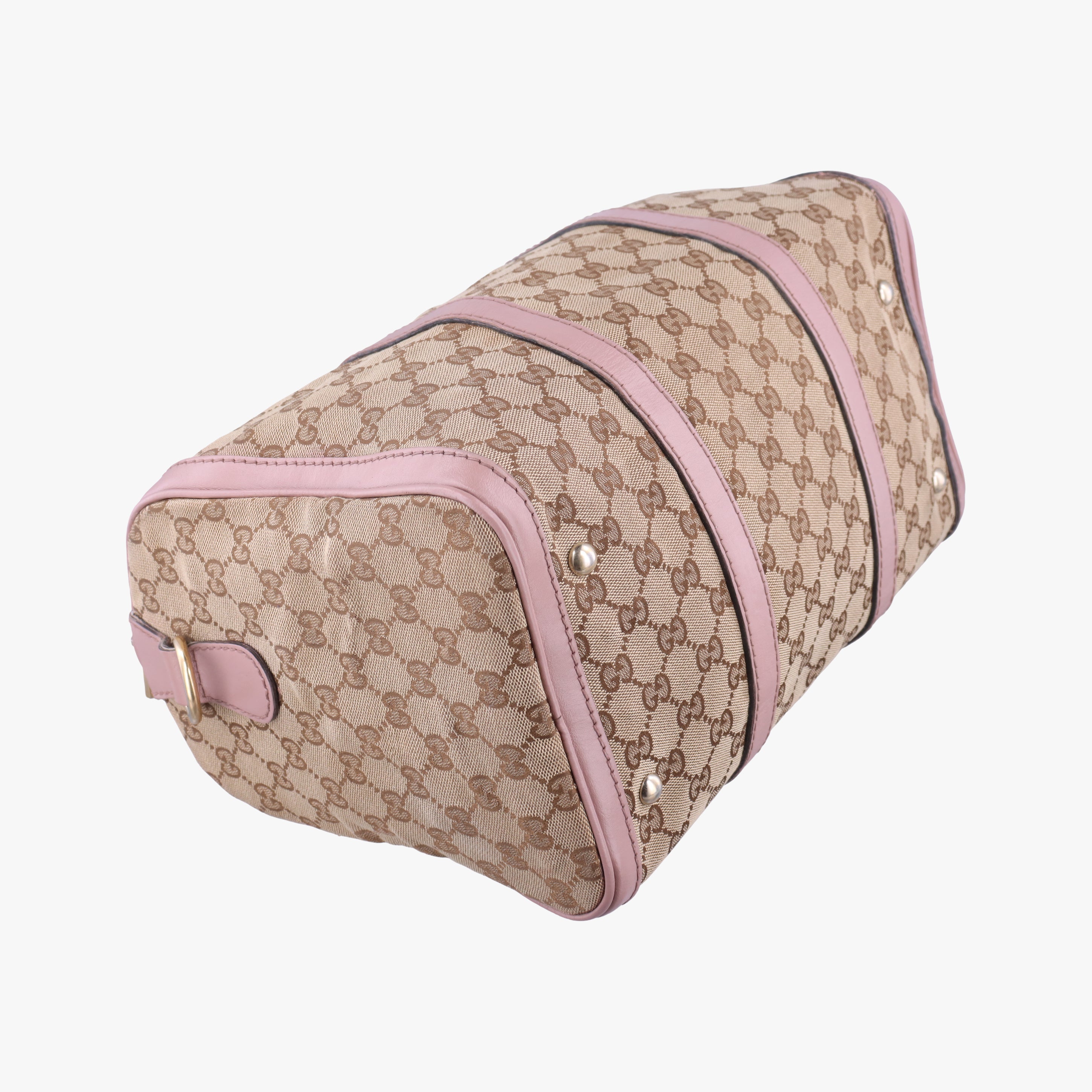 Vintage Gucci Sherry Line beige×pink canvas×leather 247205 bostonbag | stylenewstar