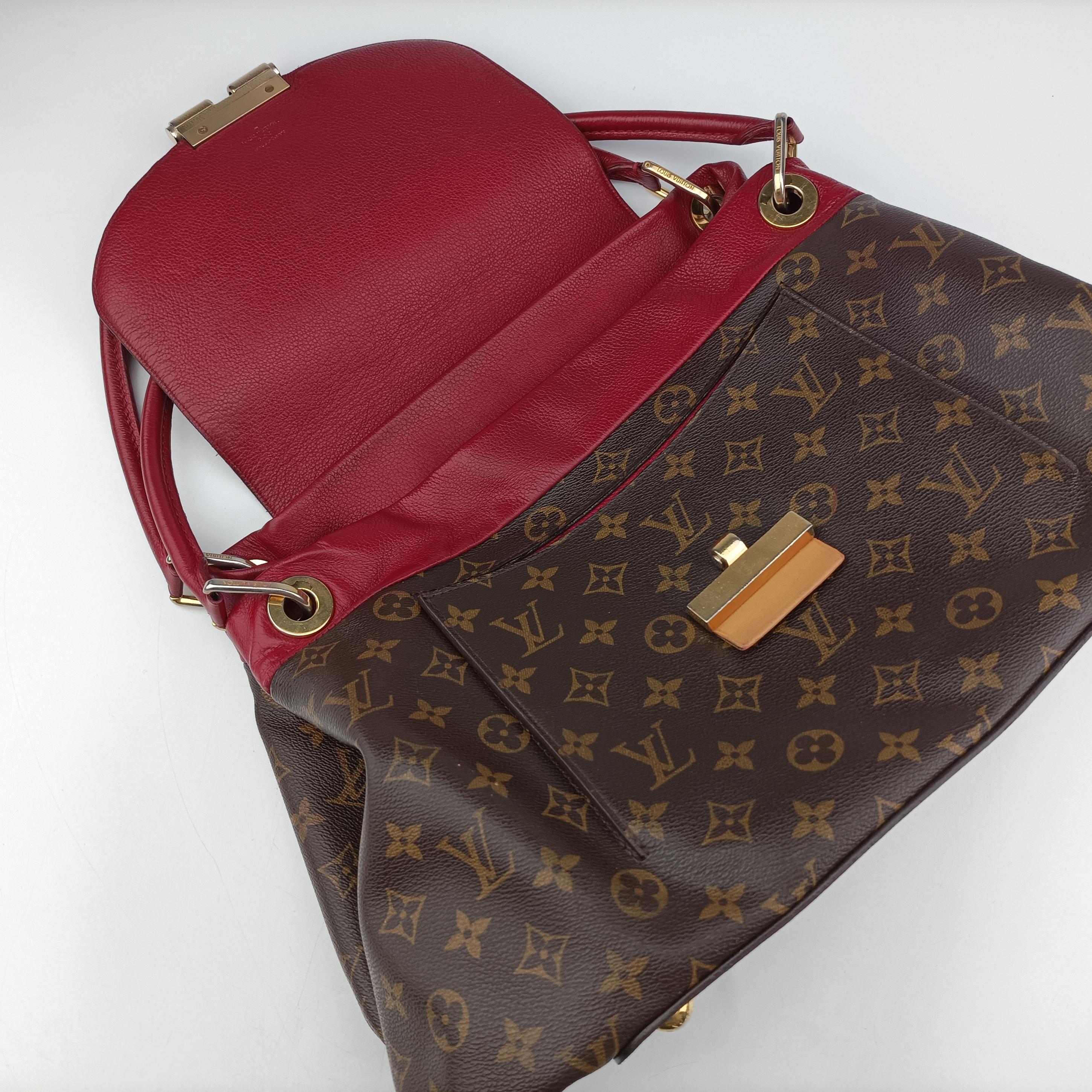 Pre-owned Louis Vuitton OLYMPE brown×AURORE Monogram Canvas×calf leather M40816 shoulderbag | stylenewstar