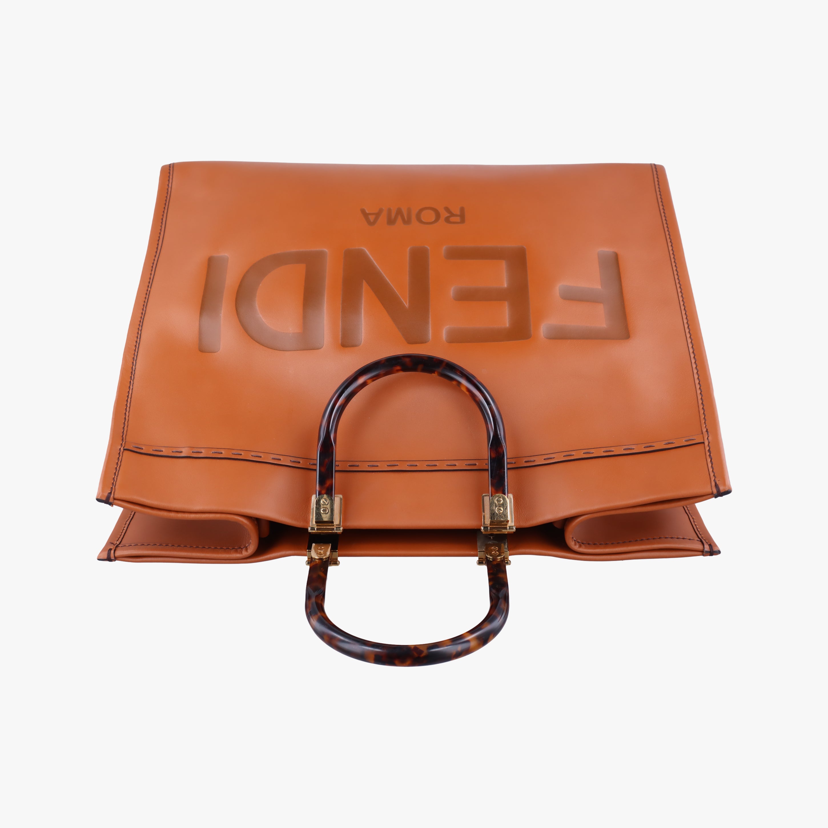 Pre-owned Fendi Sunshine Brown Leather 8BH372 handbag | stylenewstar