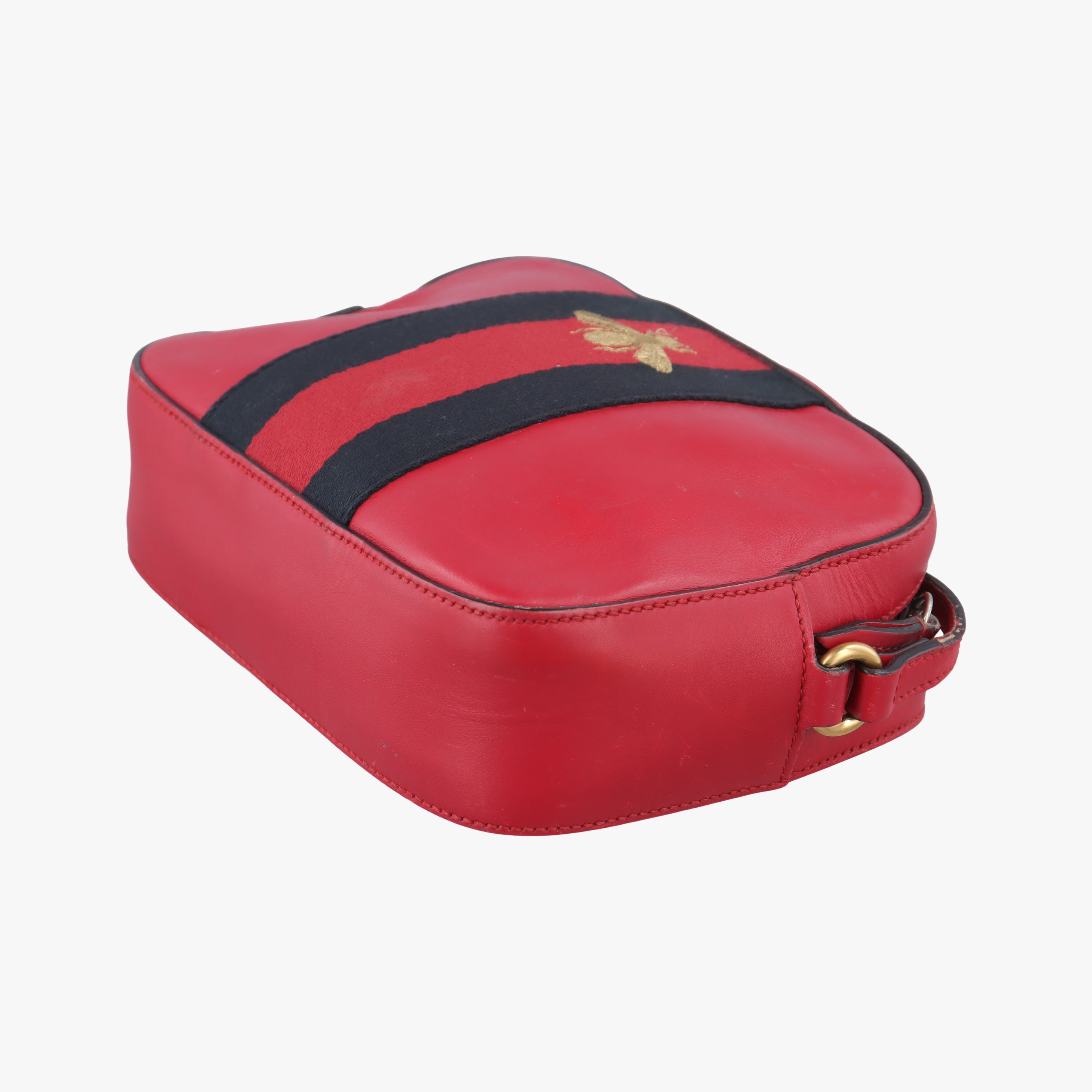 Secondhand Gucci Bee Web Red×Black Leather 412008 shoulderbag | stylenewstar