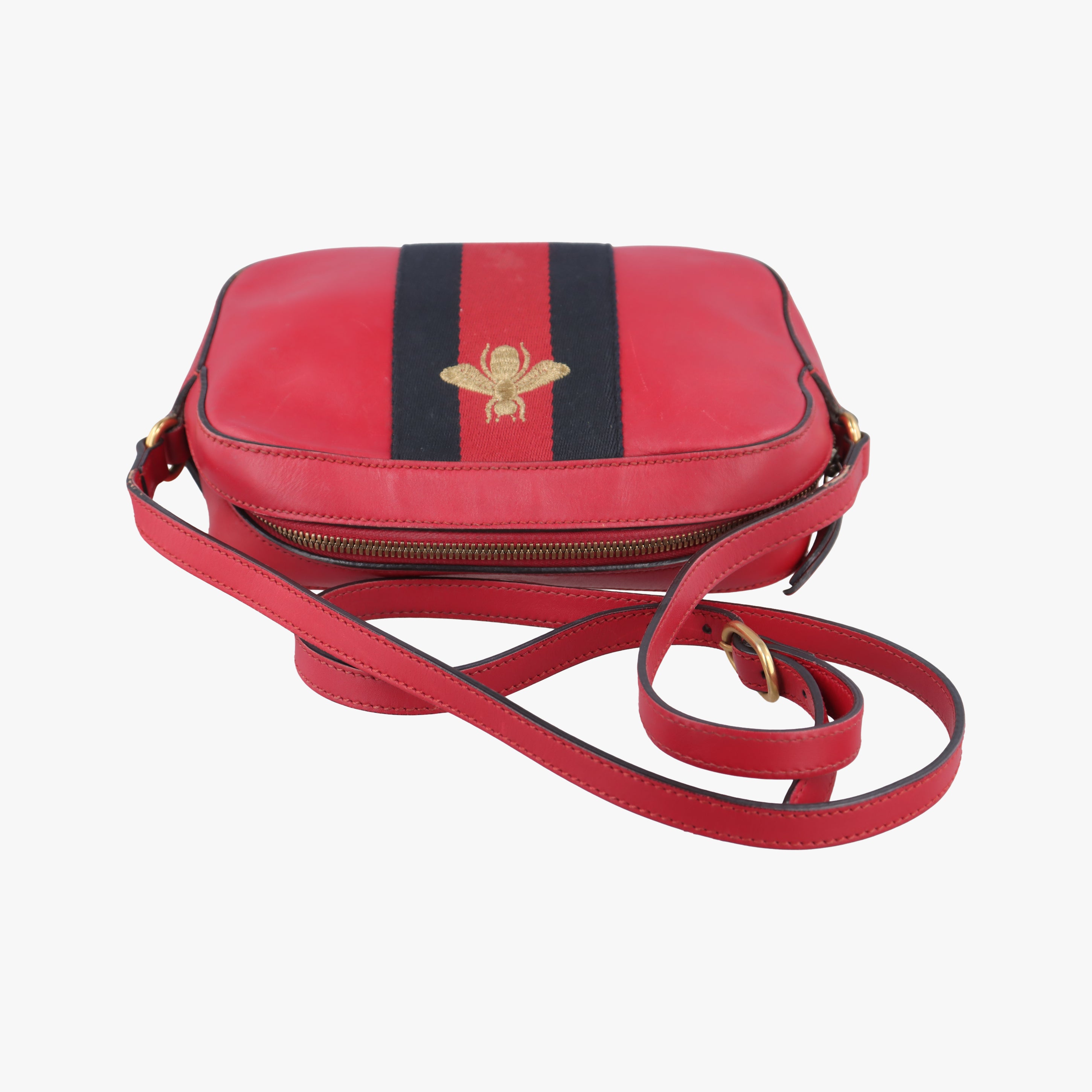Secondhand Gucci Bee Web Red×Black Leather 412008 shoulderbag | stylenewstar