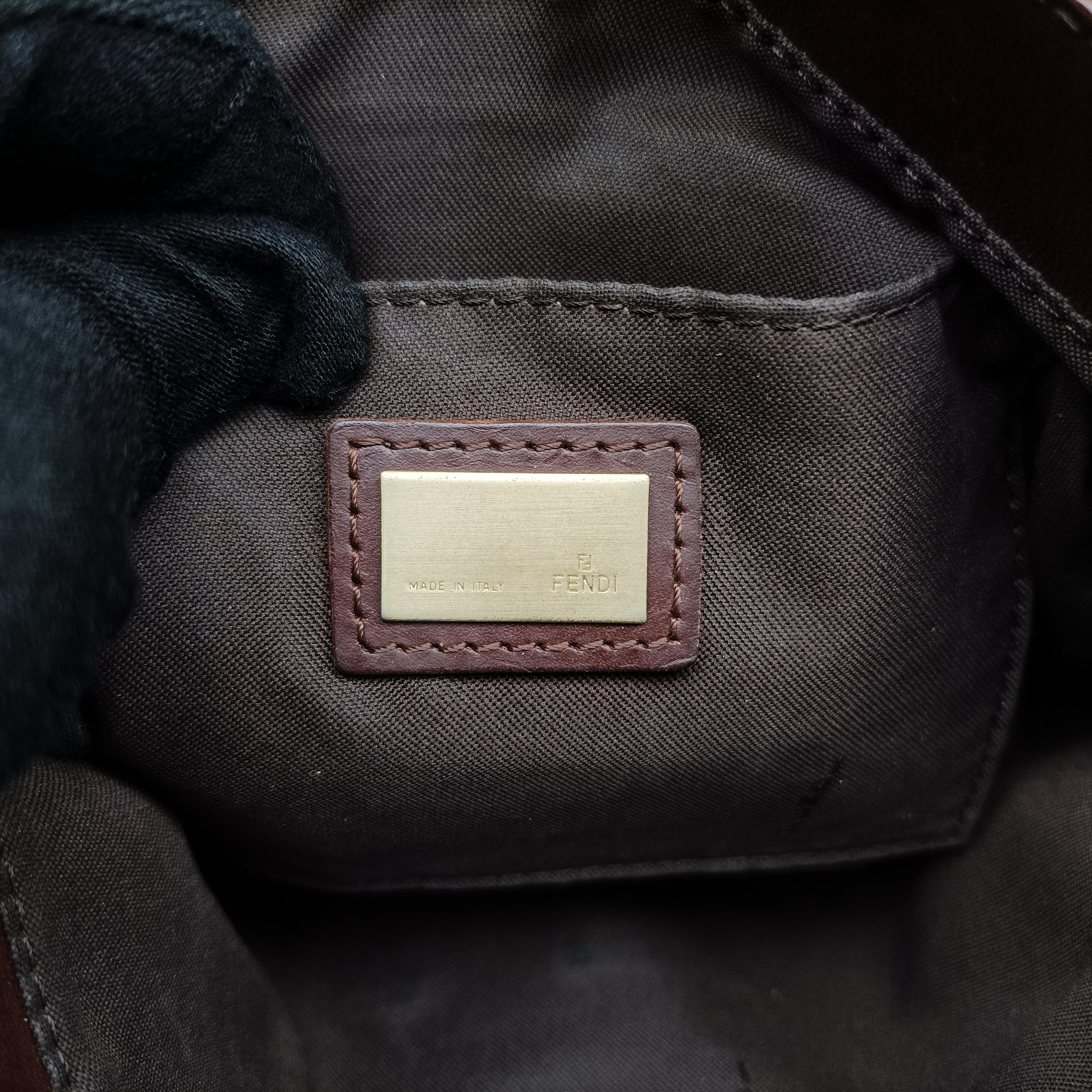 Pre-owned Fendi Zucchino Borsa Brown canvas×leather 8BR423 shoulderbag | stylenewstar