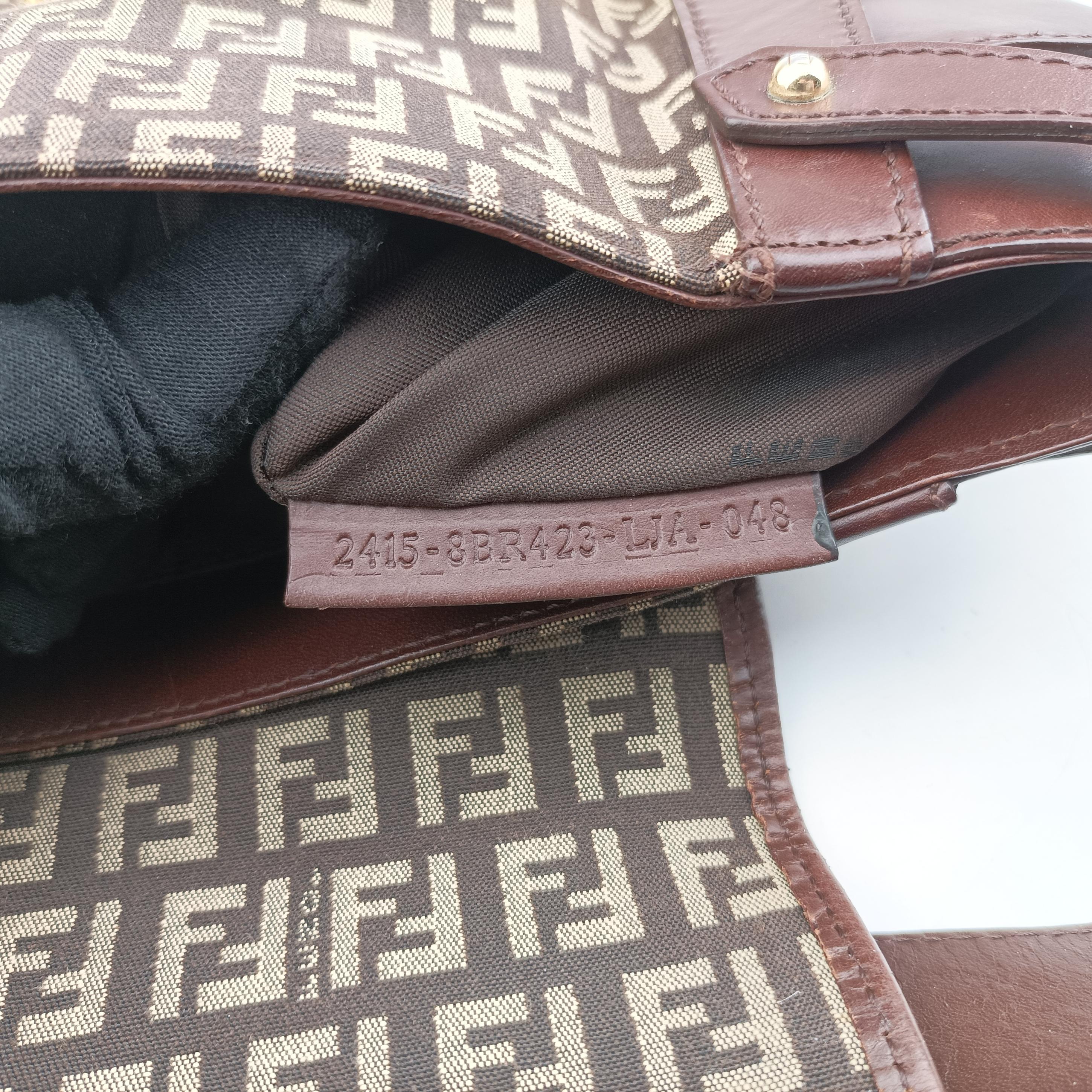 Pre-owned Fendi Zucchino Borsa Brown canvas×leather 8BR423 shoulderbag | stylenewstar