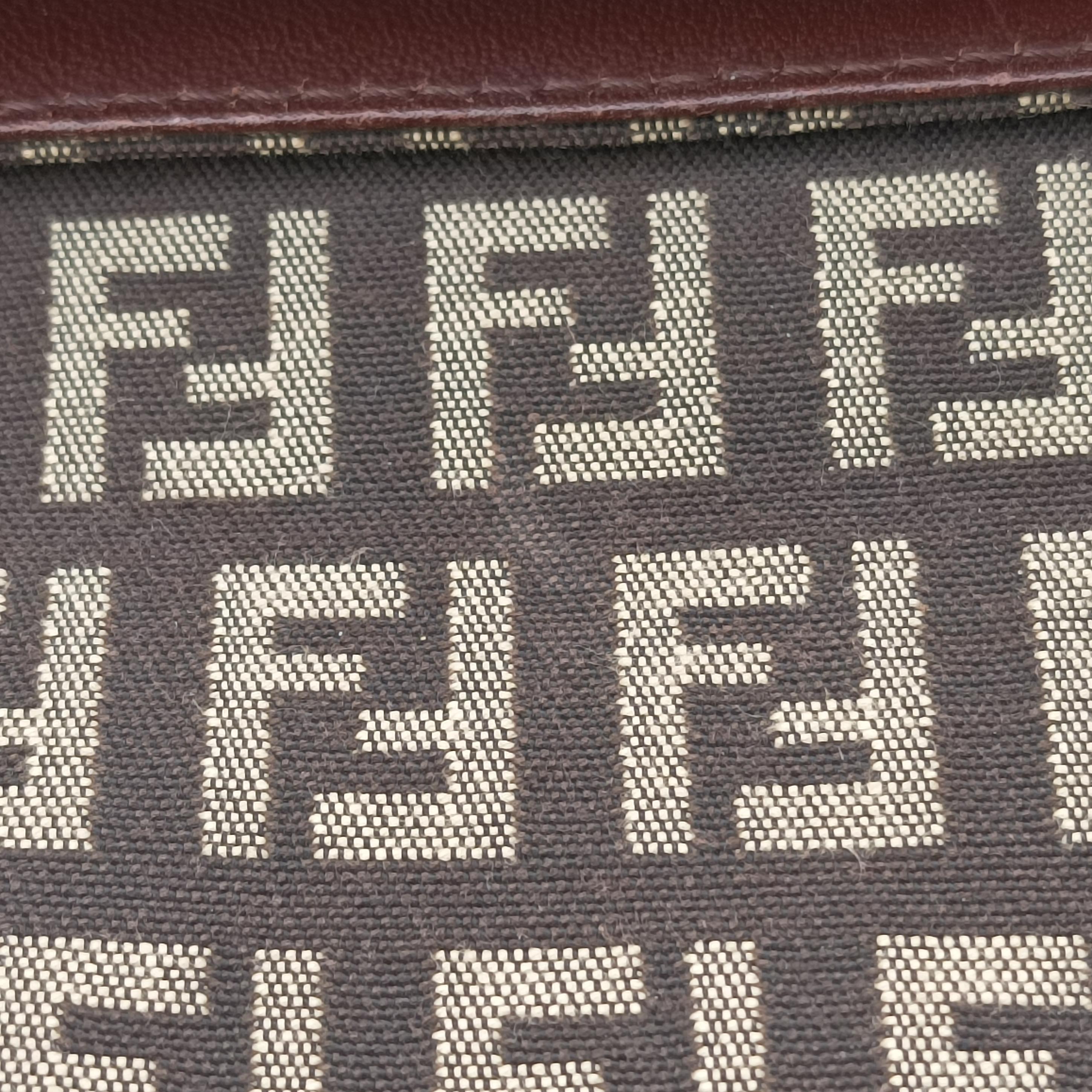 Pre-owned Fendi Zucchino Borsa Brown canvas×leather 8BR423 shoulderbag | stylenewstar