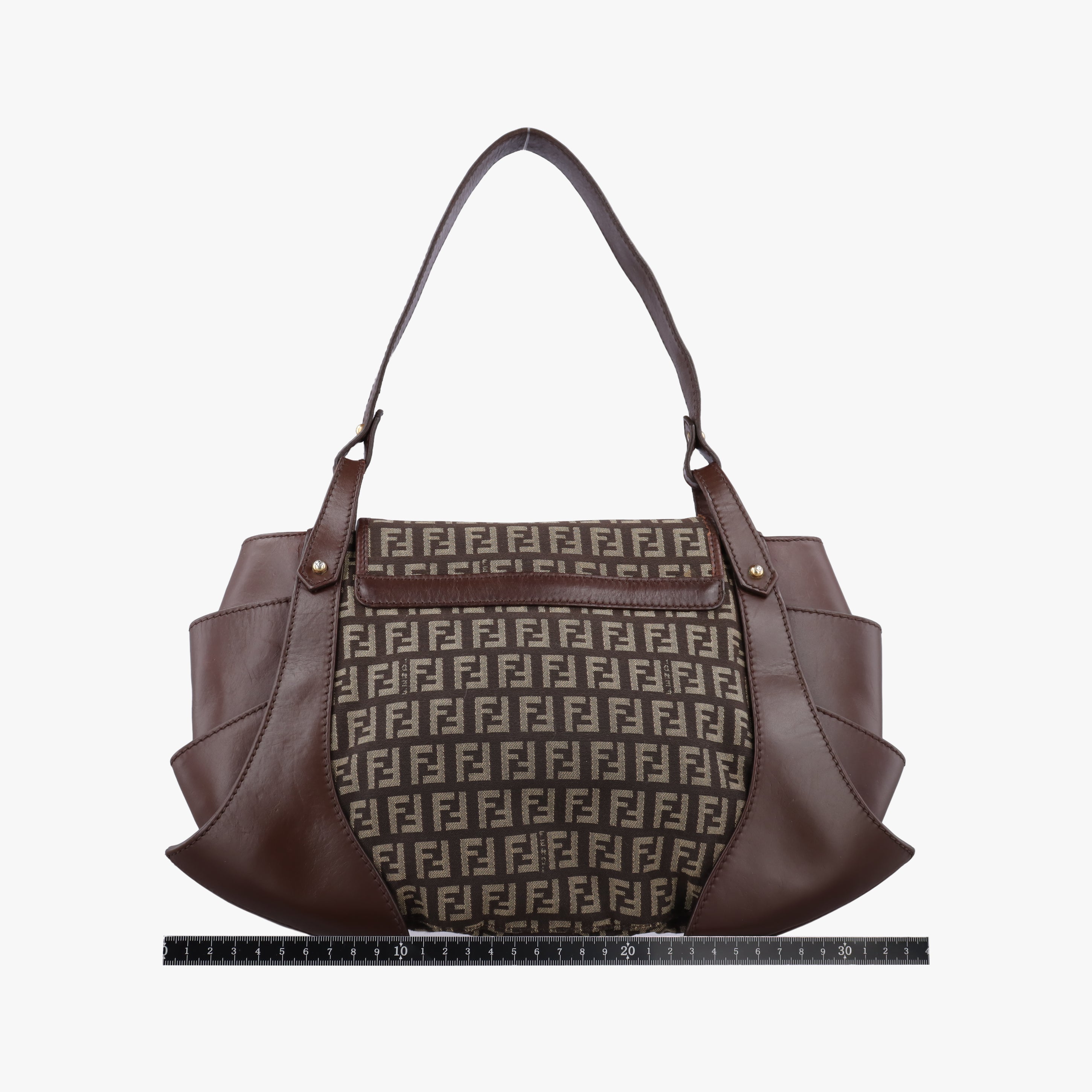 Pre-owned Fendi Zucchino Borsa Brown canvas×leather 8BR423 shoulderbag | stylenewstar