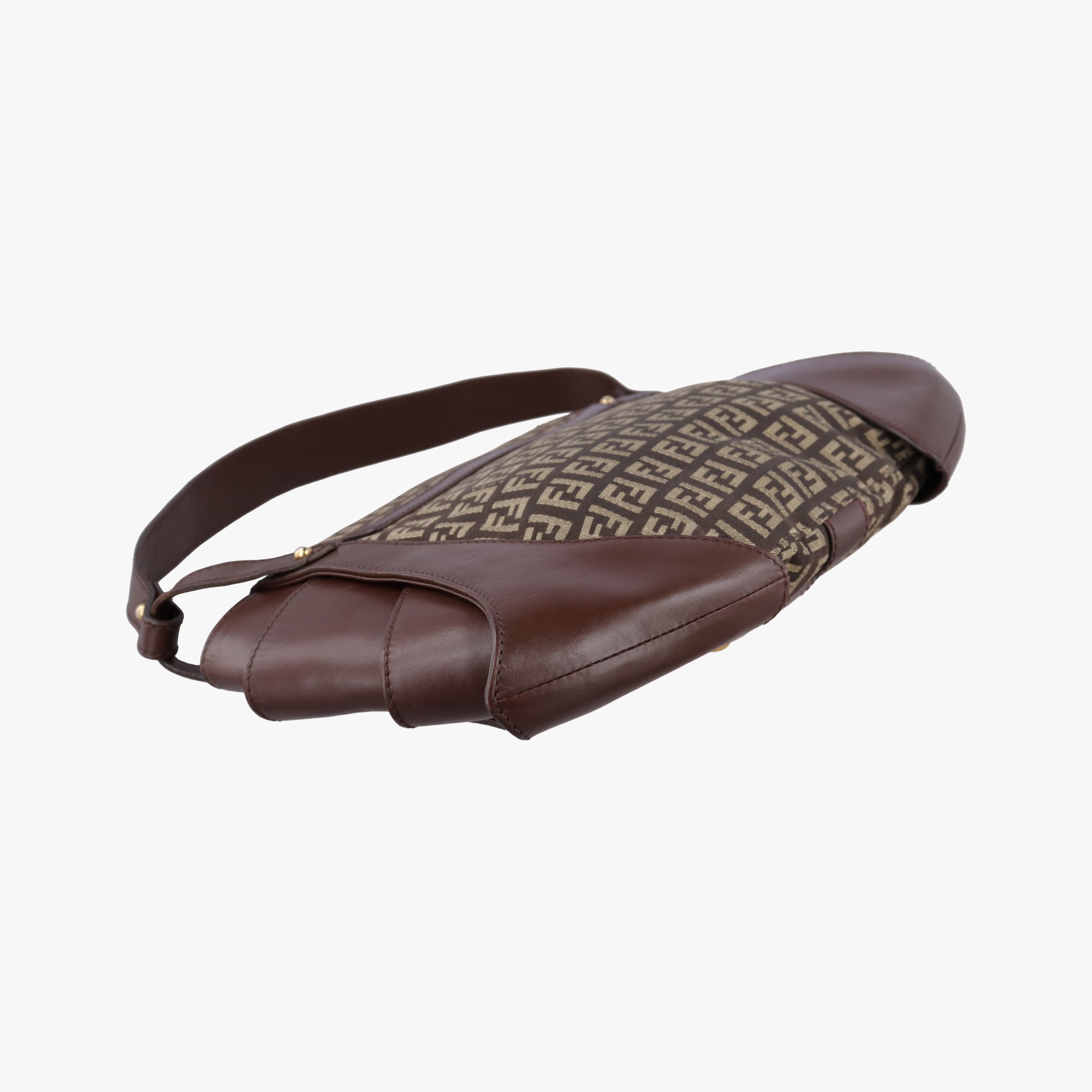 Pre-owned Fendi Zucchino Borsa Brown canvas×leather 8BR423 shoulderbag | stylenewstar