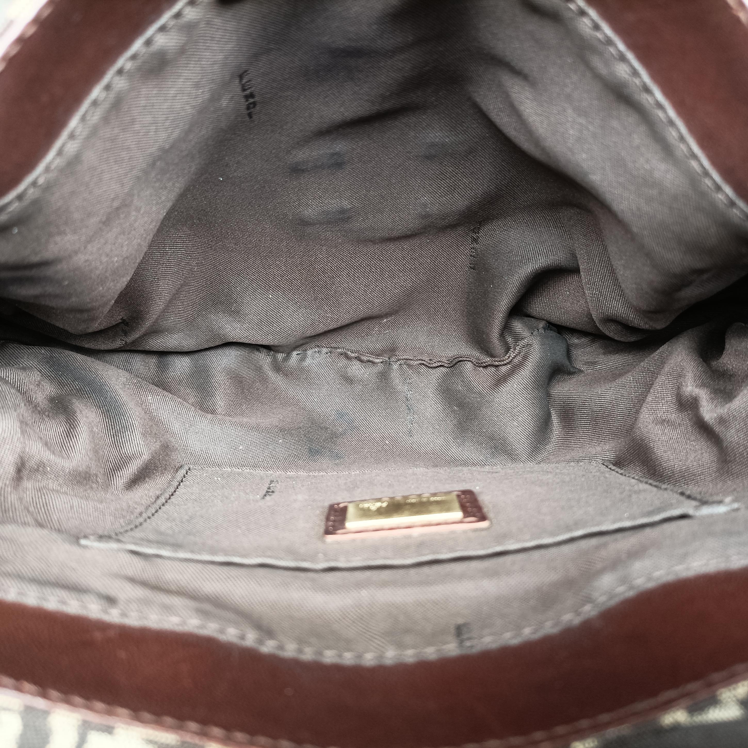 Pre-owned Fendi Zucchino Borsa Brown canvas×leather 8BR423 shoulderbag | stylenewstar