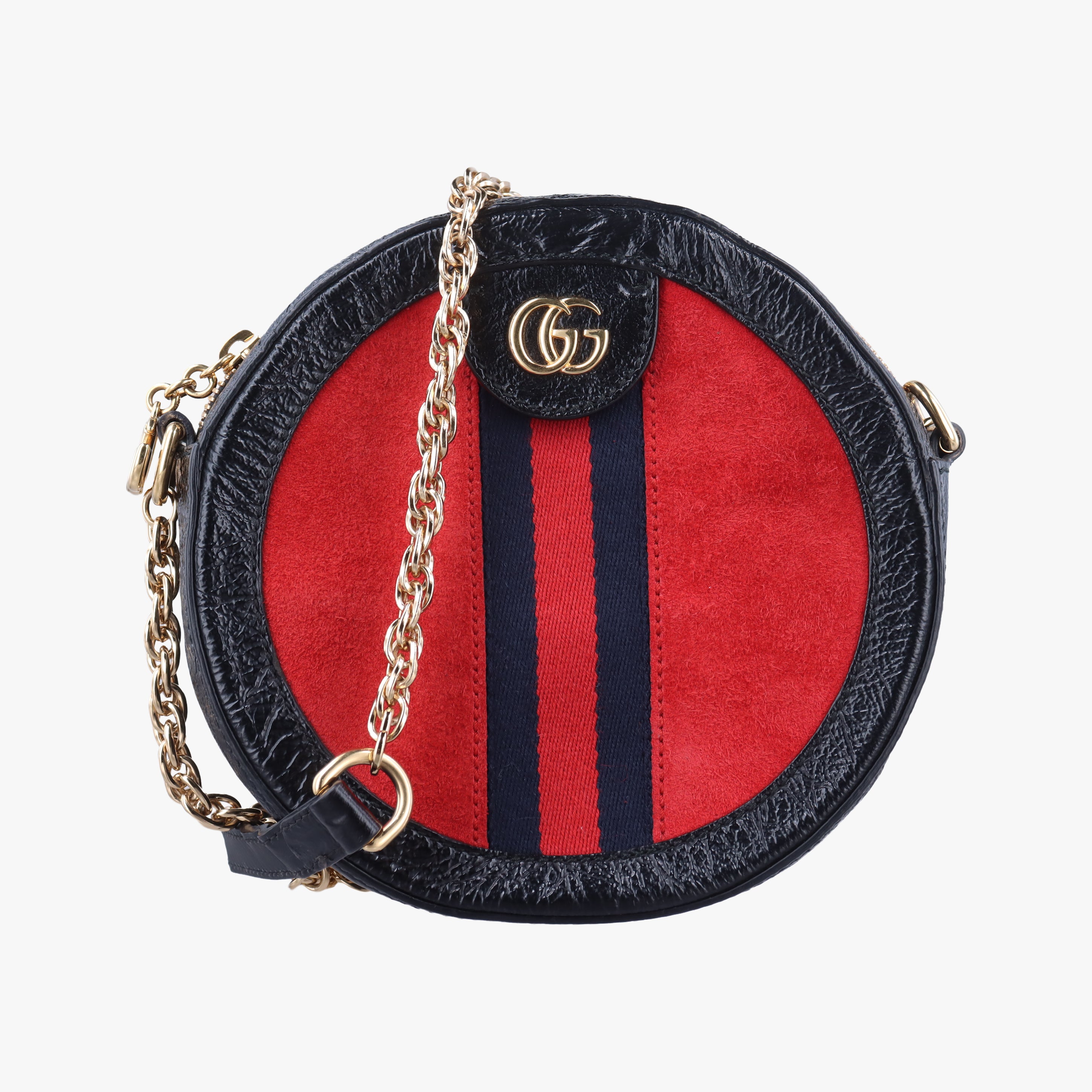 Pre-owned Gucci Ophidia Red×black Suede×Leather 550618 shoulderbag | stylenewstar