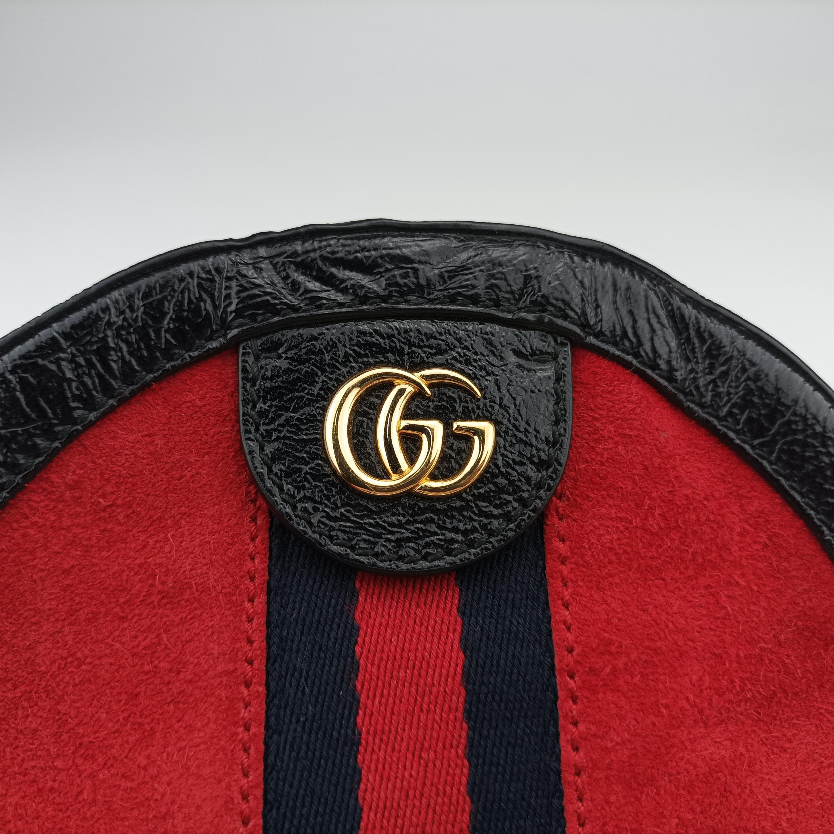 Pre-owned Gucci Ophidia Red×black Suede×Leather 550618 shoulderbag | stylenewstar