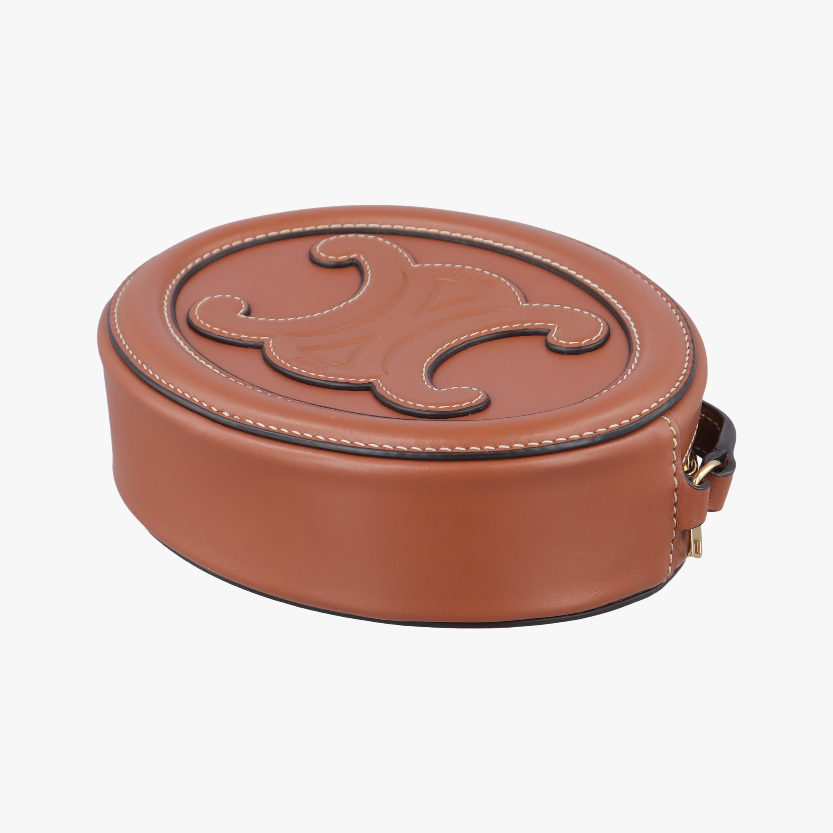 Pre-owned Celine Oval Purse Cuir Triomphe Brown Leather  shoulderbag | stylenewstar