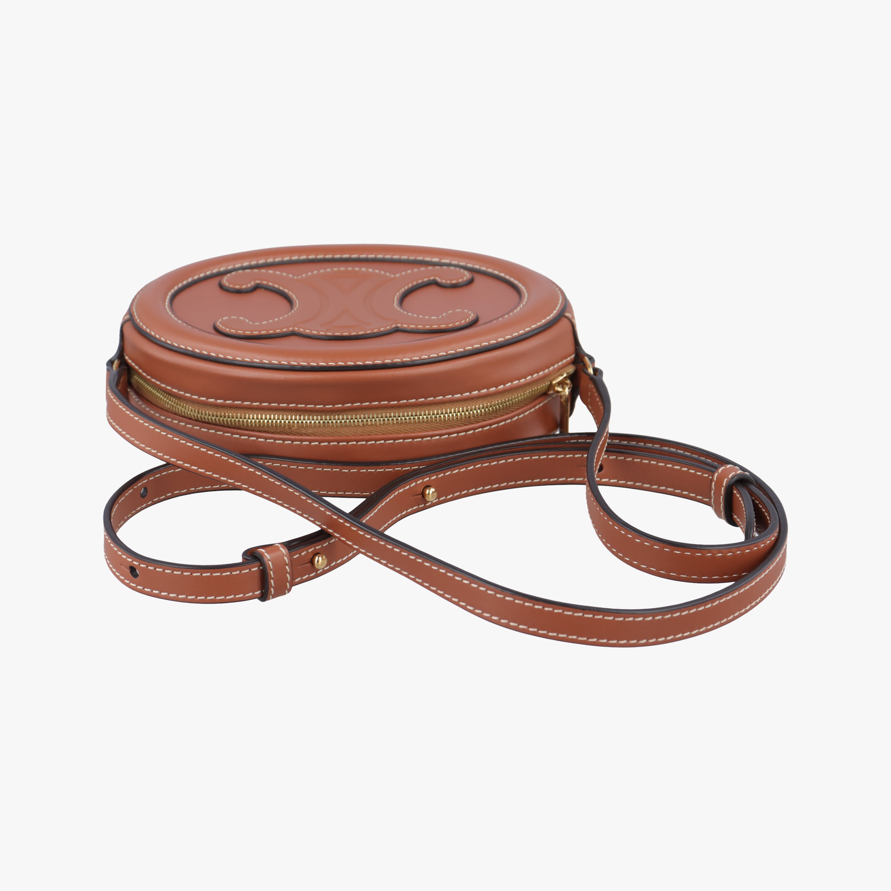 Pre-owned Celine Oval Purse Cuir Triomphe Brown Leather  shoulderbag | stylenewstar