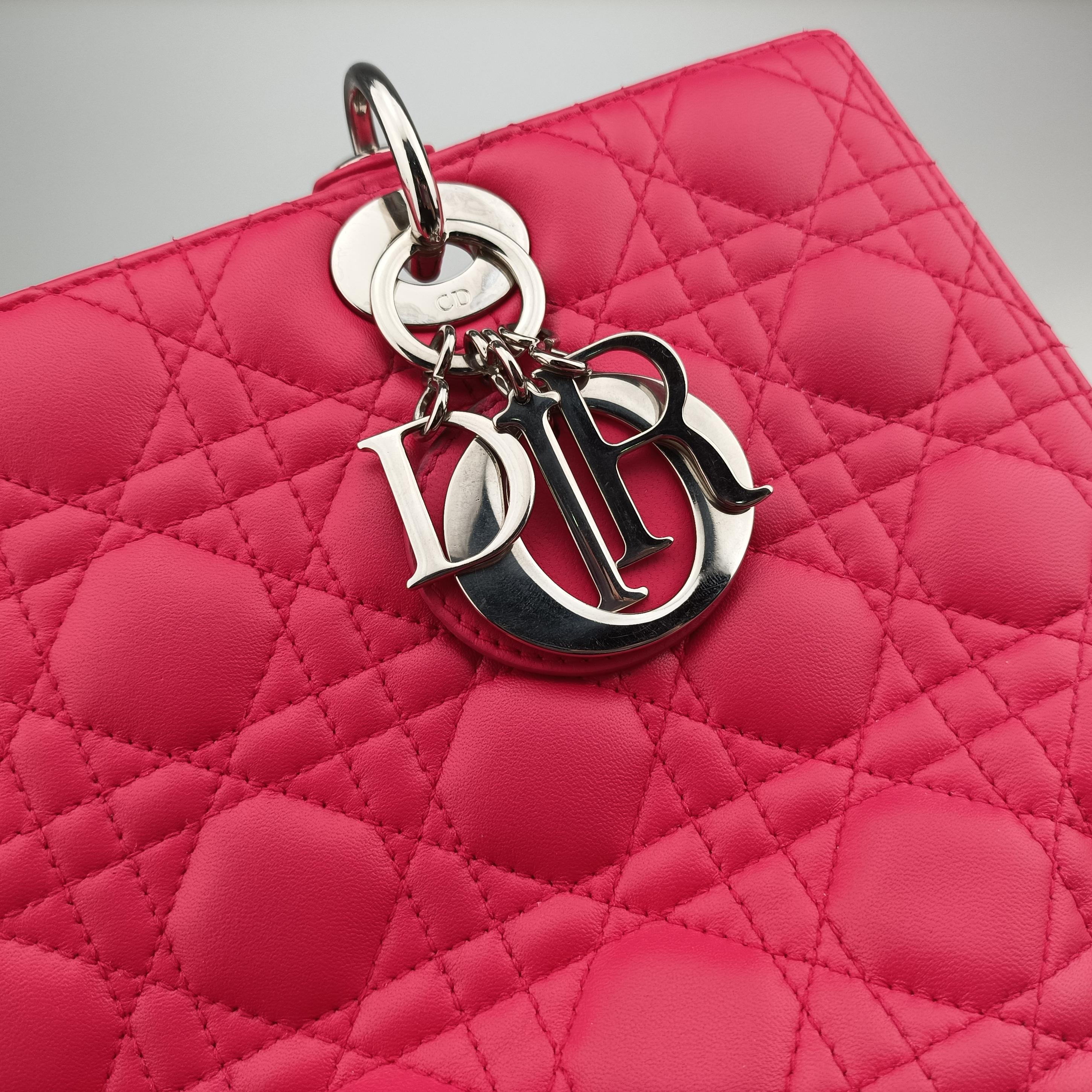 Pre-owned Christian Dior Lady Dior Rose lambskin  shoulderbag | stylenewstar