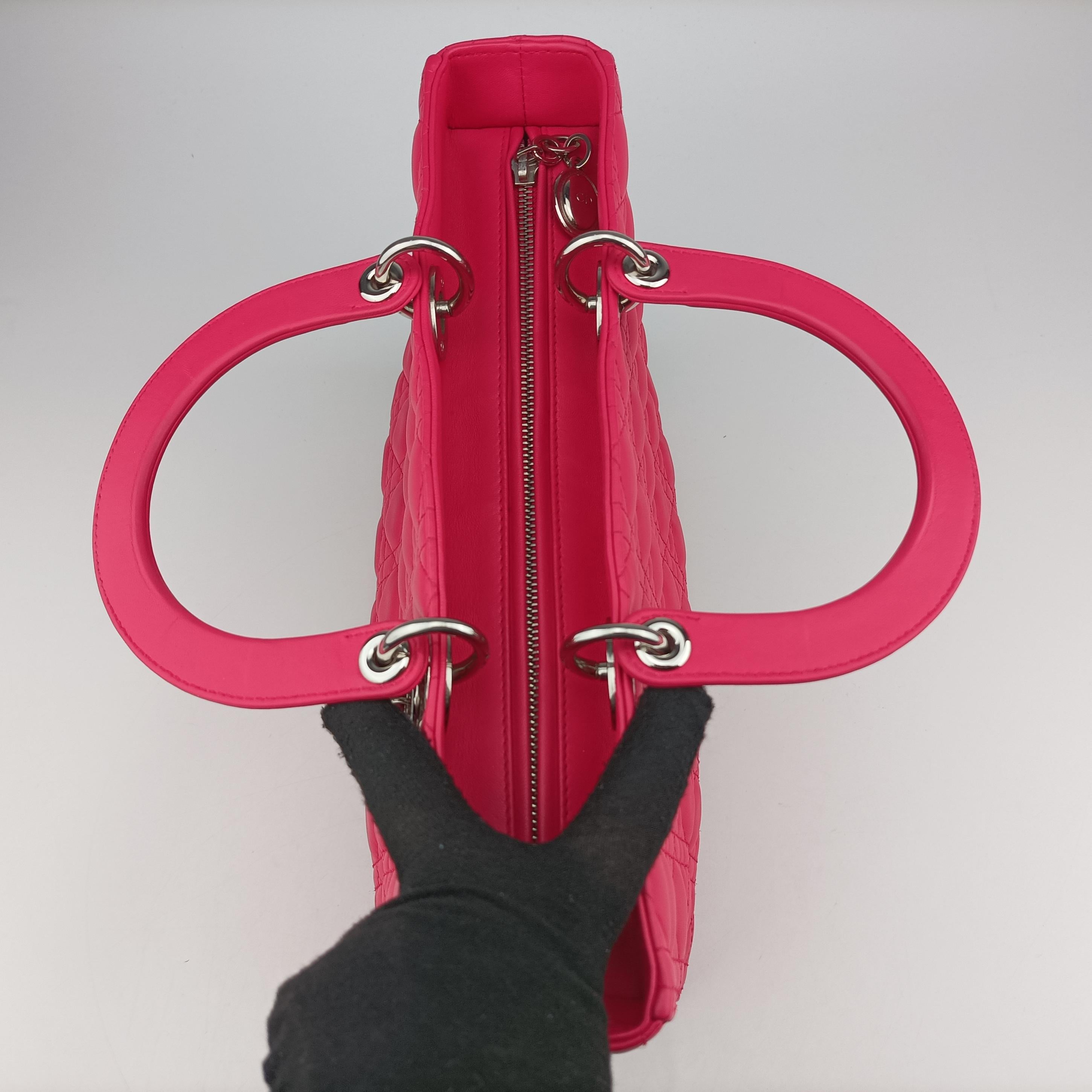 Pre-owned Christian Dior Lady Dior Rose lambskin  shoulderbag | stylenewstar