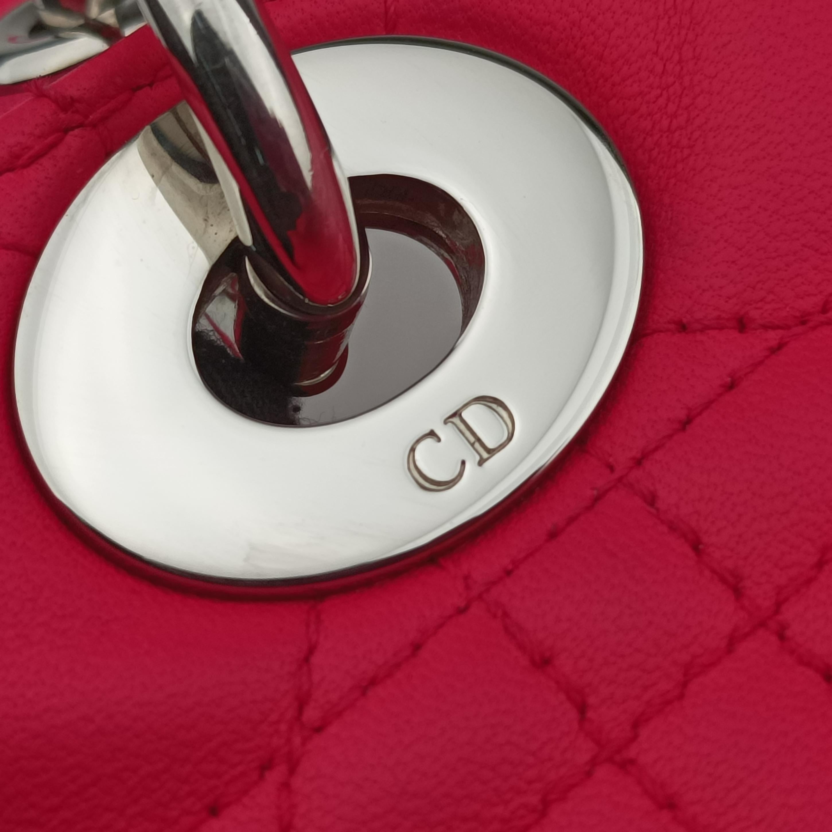 Pre-owned Christian Dior Lady Dior Rose lambskin  shoulderbag | stylenewstar