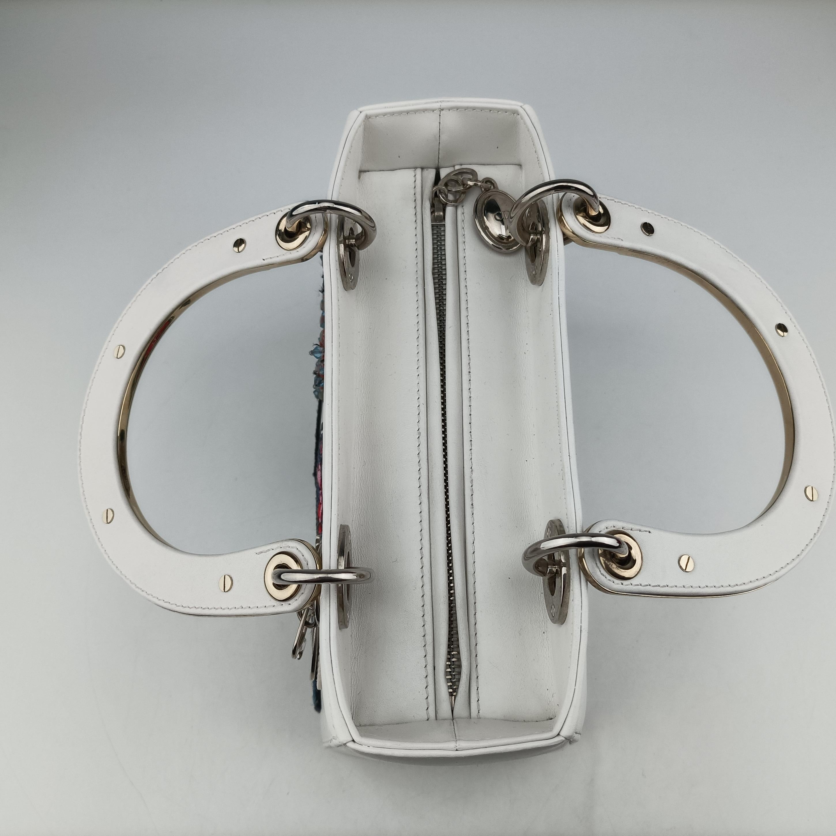 Pre-owned Christian Dior Lady Dior White×Multicolour Leather  shoulderbag | stylenewstar