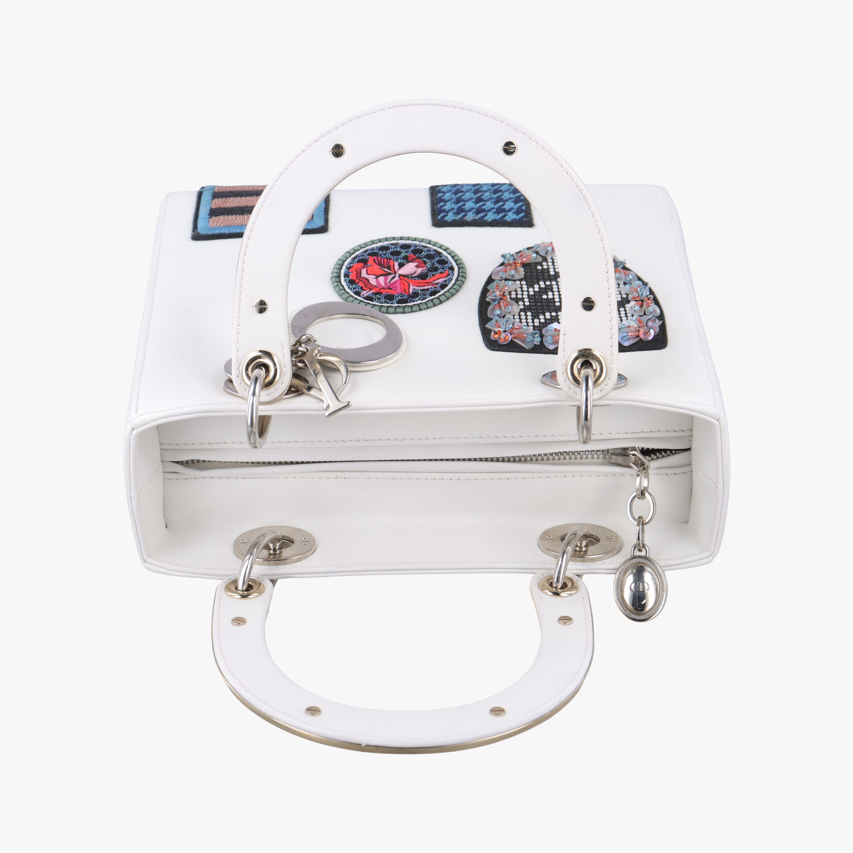 Pre-owned Christian Dior Lady Dior White×Multicolour Leather  shoulderbag | stylenewstar