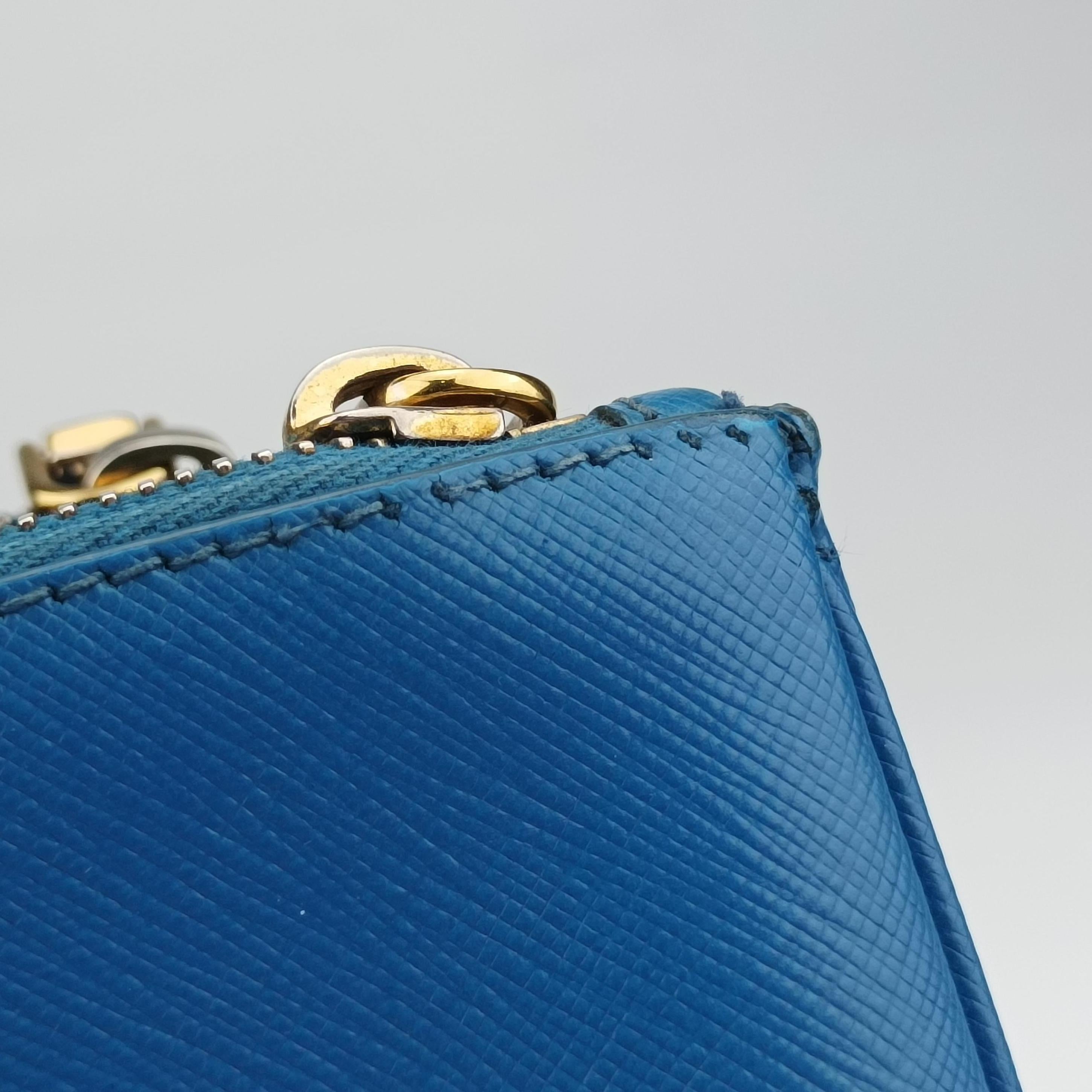Vintage Prada Galleria Blue SAFFIANO Leather BN1801 shoulderbag | stylenewstar