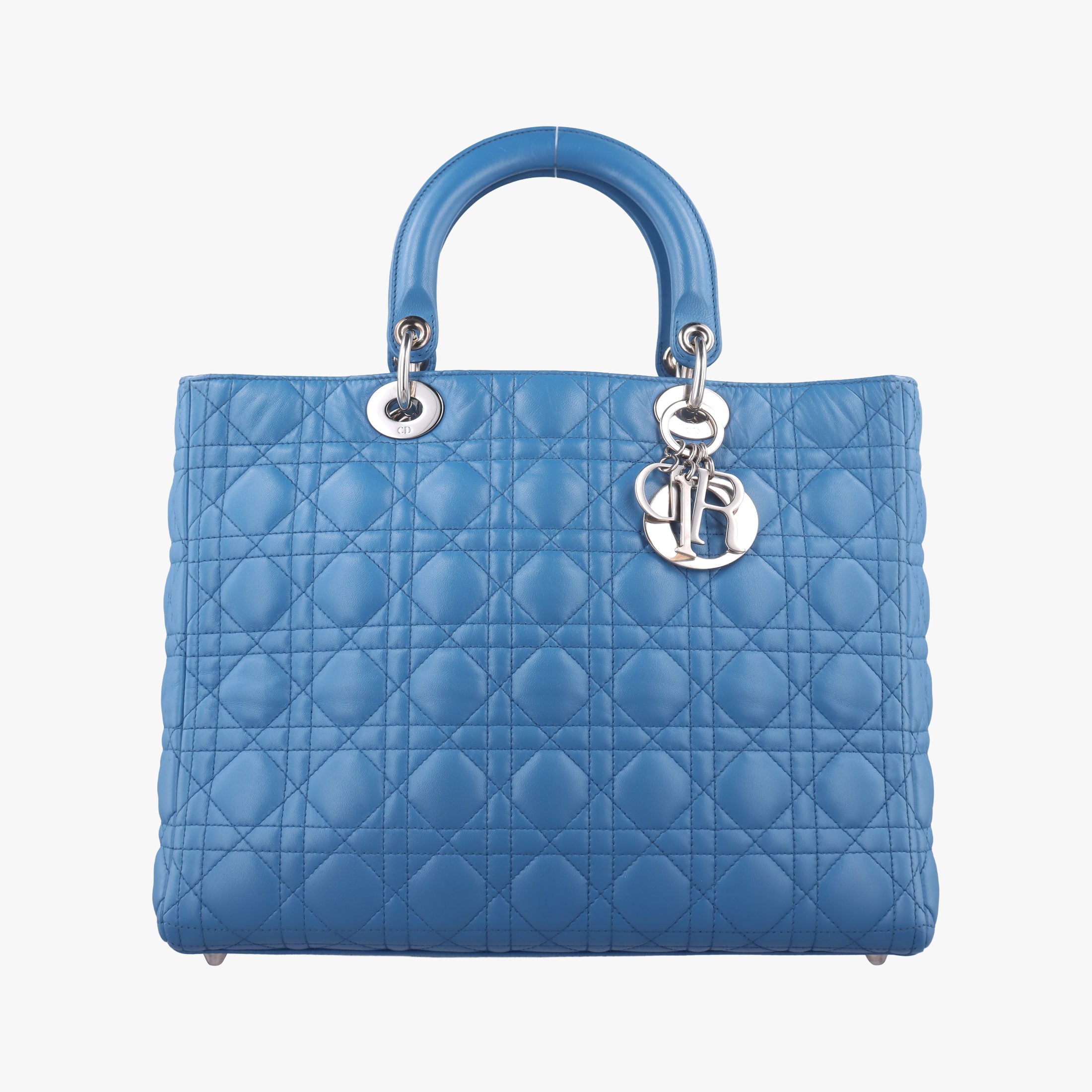 Pre-owned Christian Dior Lady Dior Blue lambskin  handbag | stylenewstar