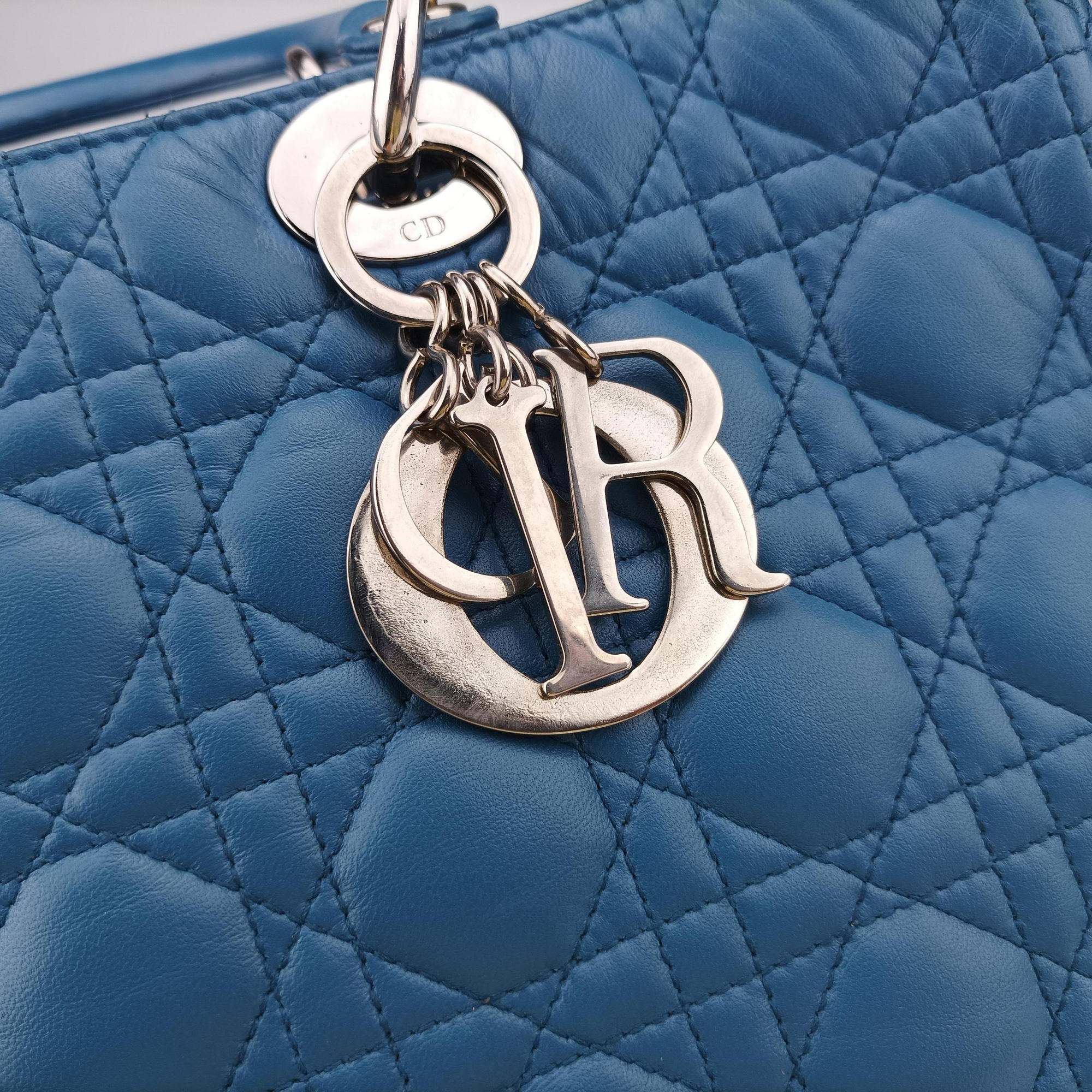 Pre-owned Christian Dior Lady Dior Blue lambskin  handbag | stylenewstar