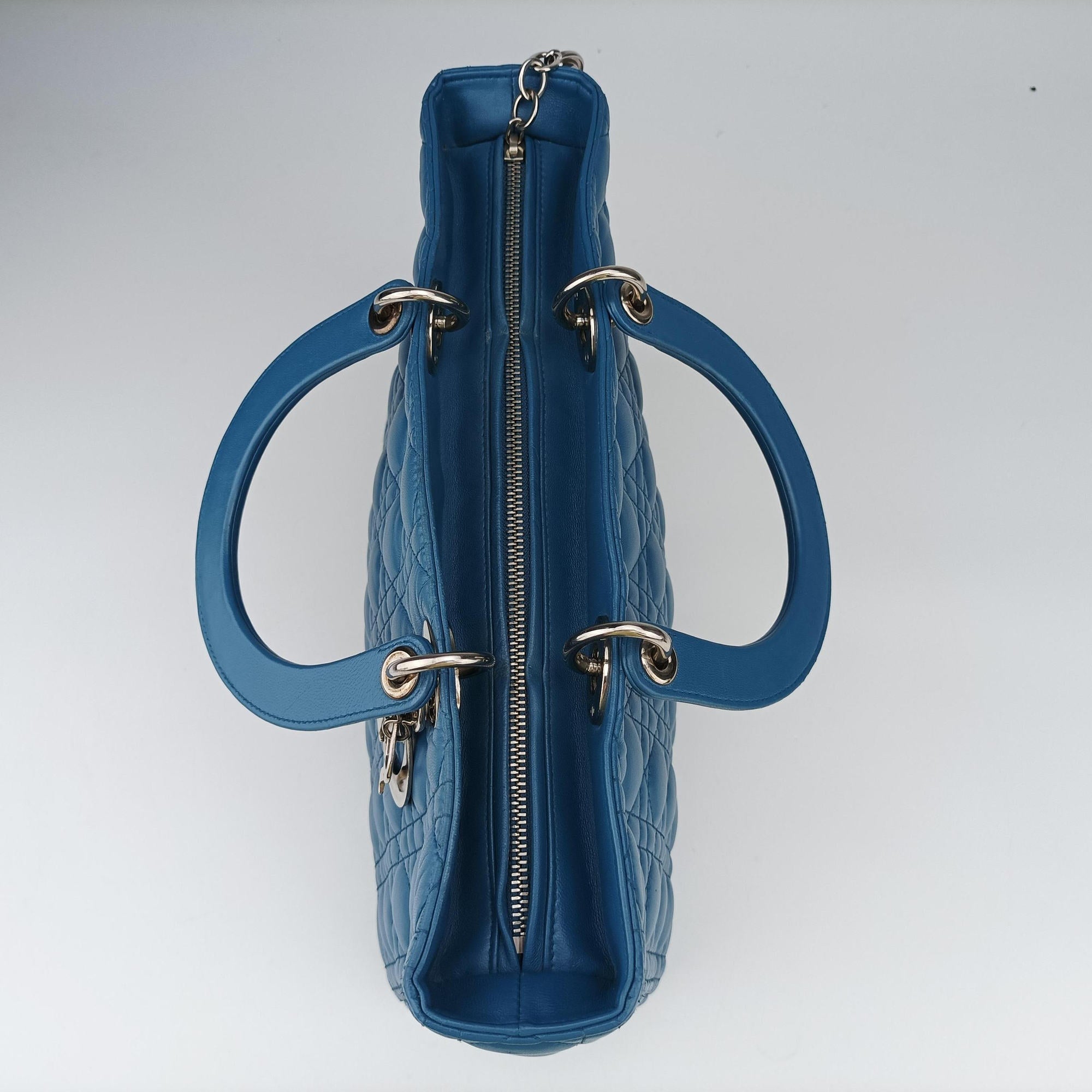 Pre-owned Christian Dior Lady Dior Blue lambskin  handbag | stylenewstar