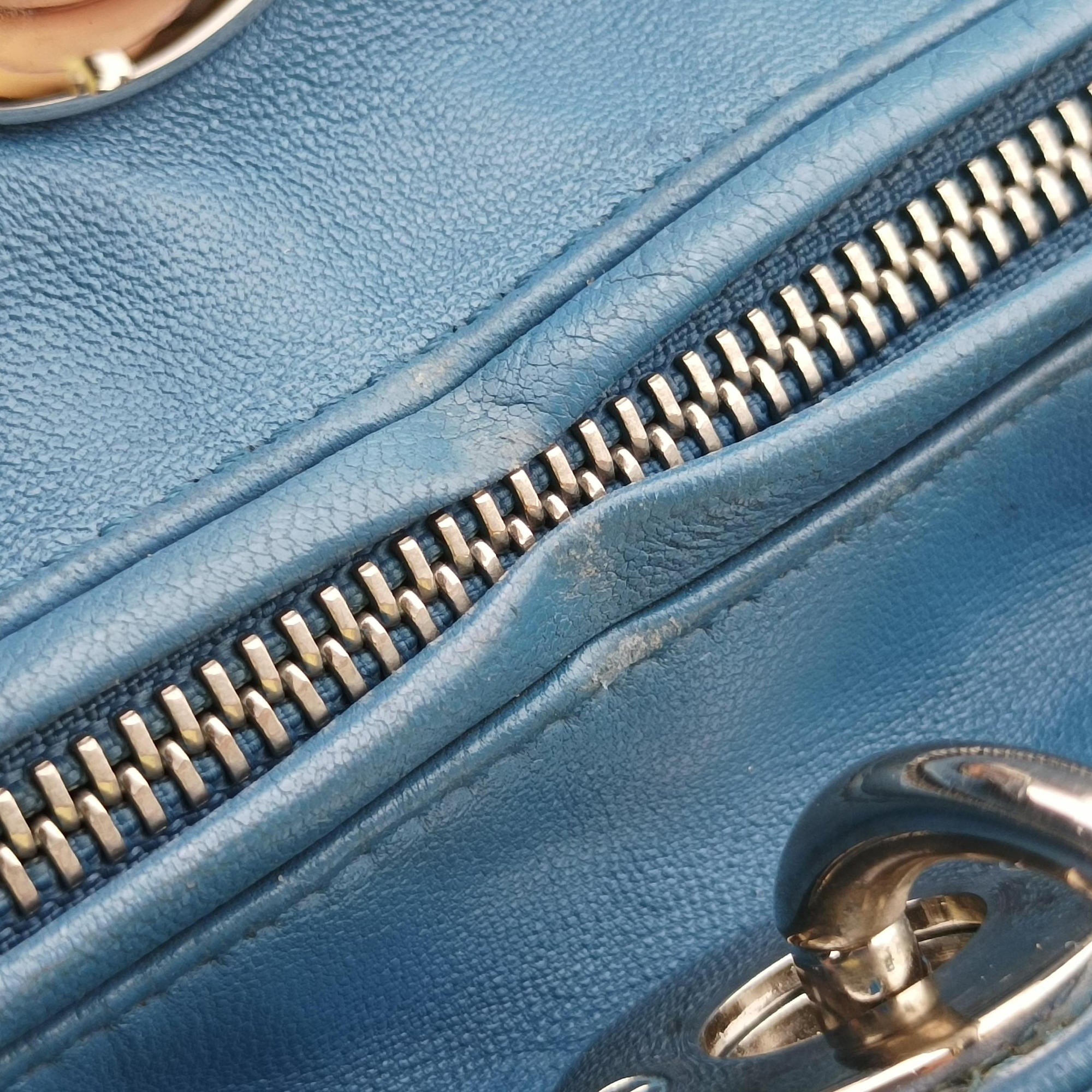 Pre-owned Christian Dior Lady Dior Blue lambskin  handbag | stylenewstar