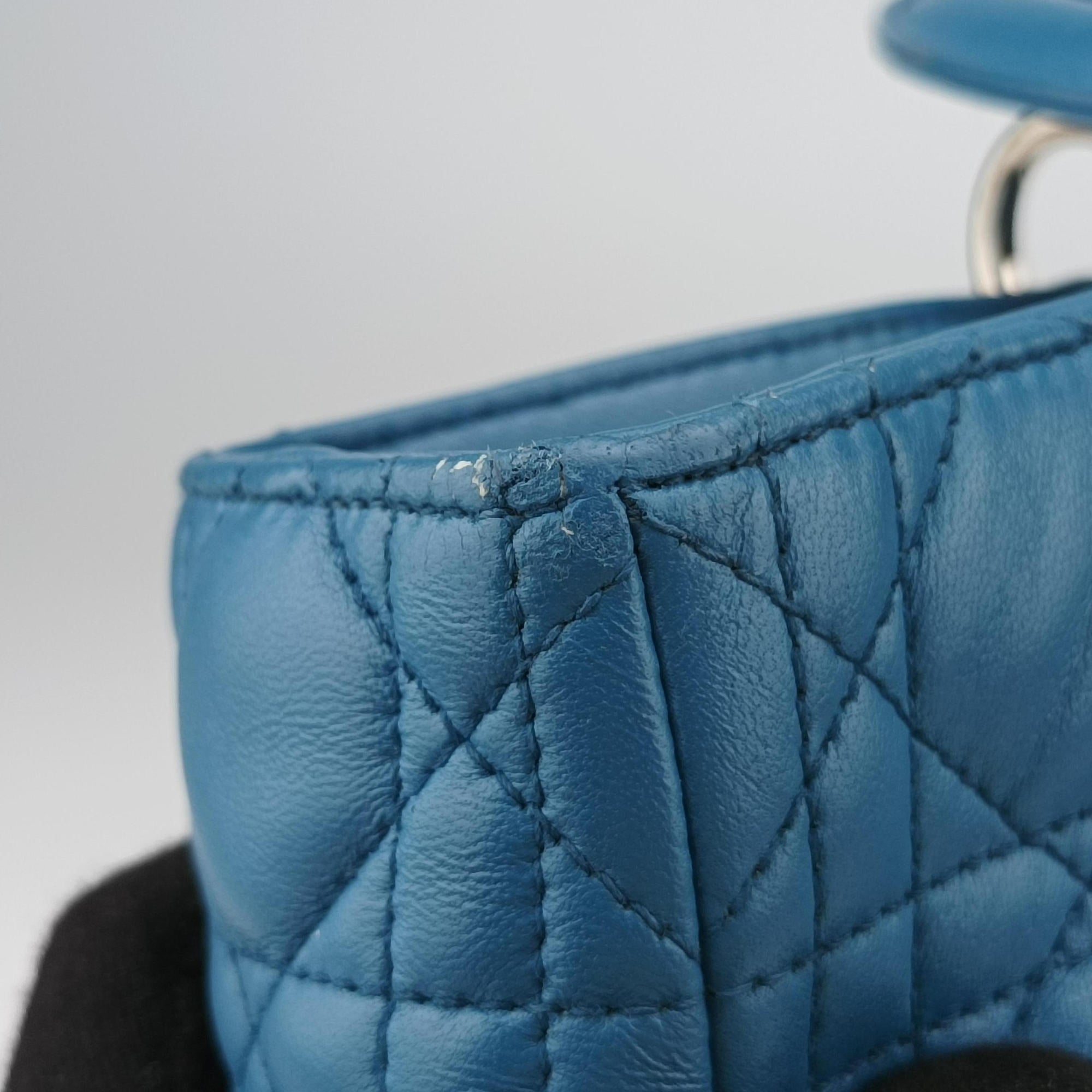 Pre-owned Christian Dior Lady Dior Blue lambskin  handbag | stylenewstar