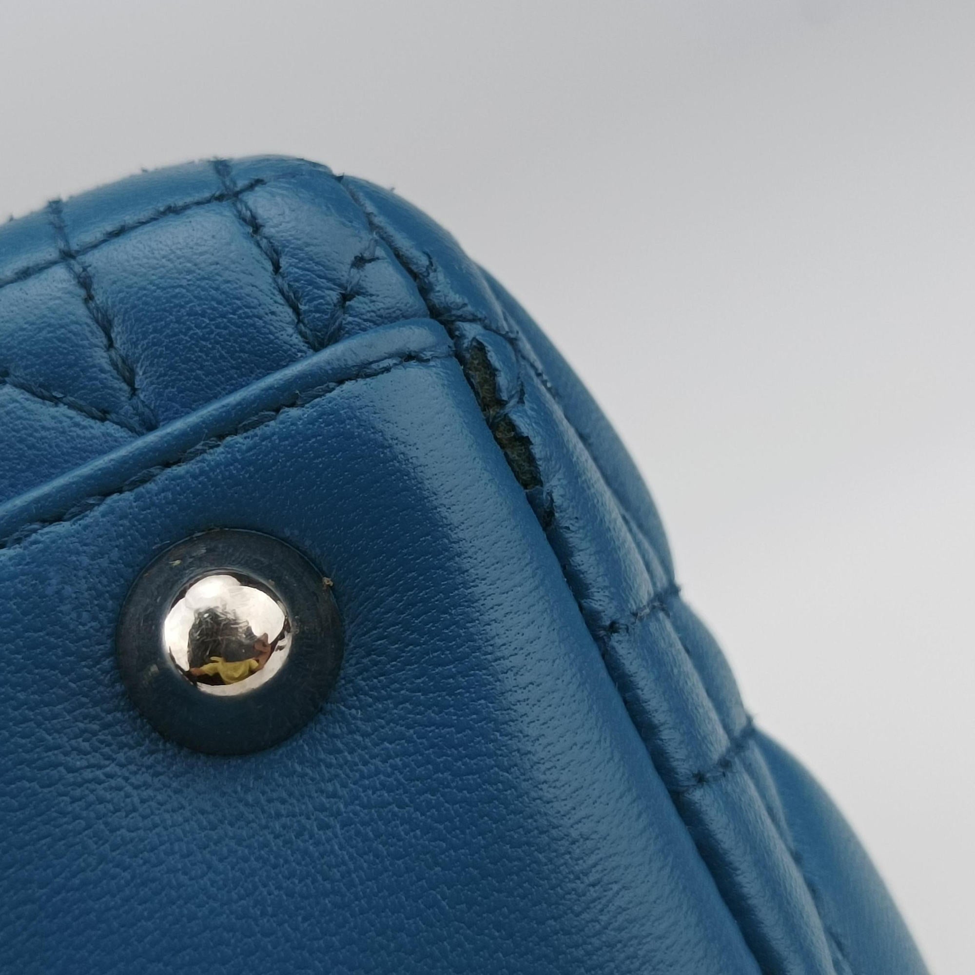 Pre-owned Christian Dior Lady Dior Blue lambskin  handbag | stylenewstar