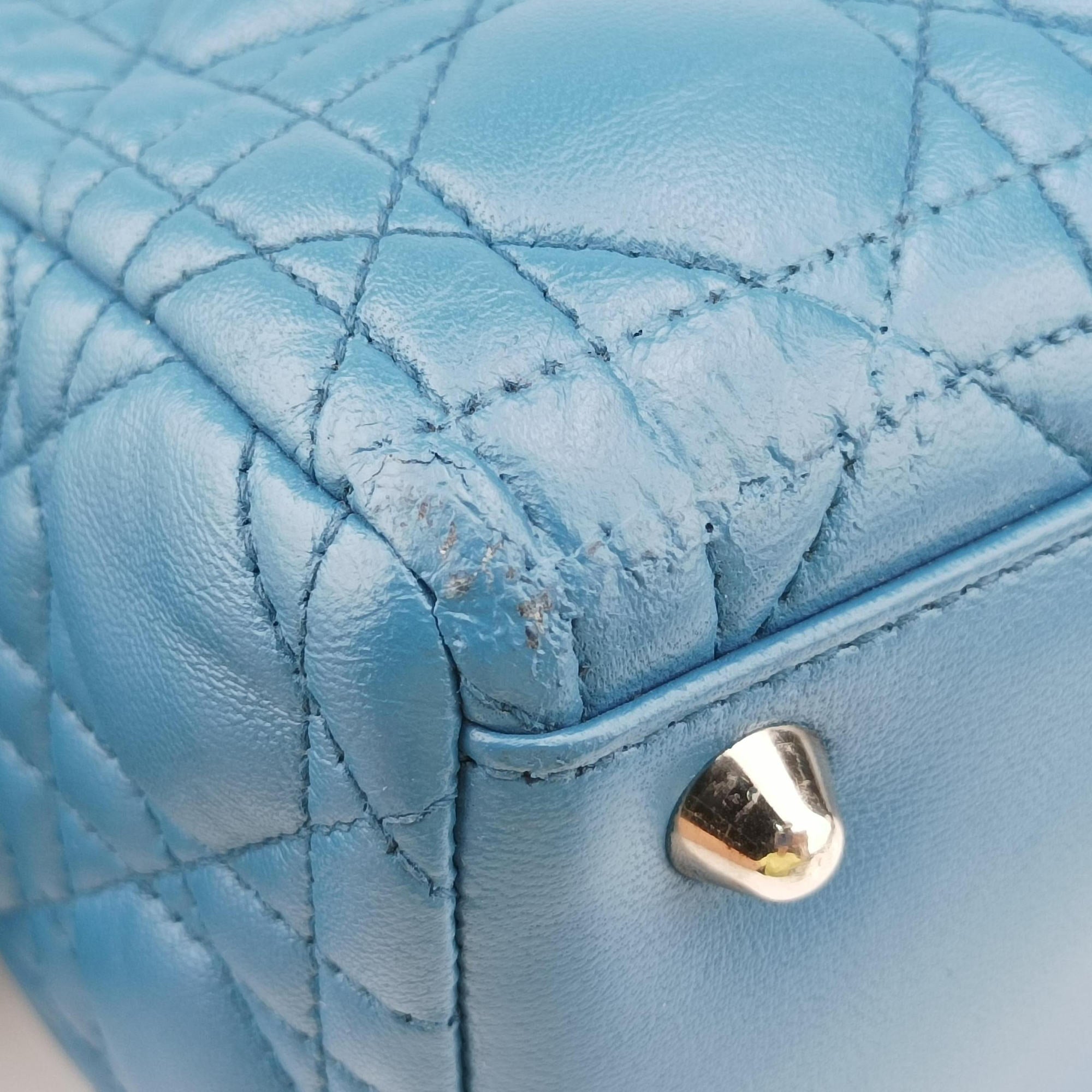 Pre-owned Christian Dior Lady Dior Blue lambskin  handbag | stylenewstar
