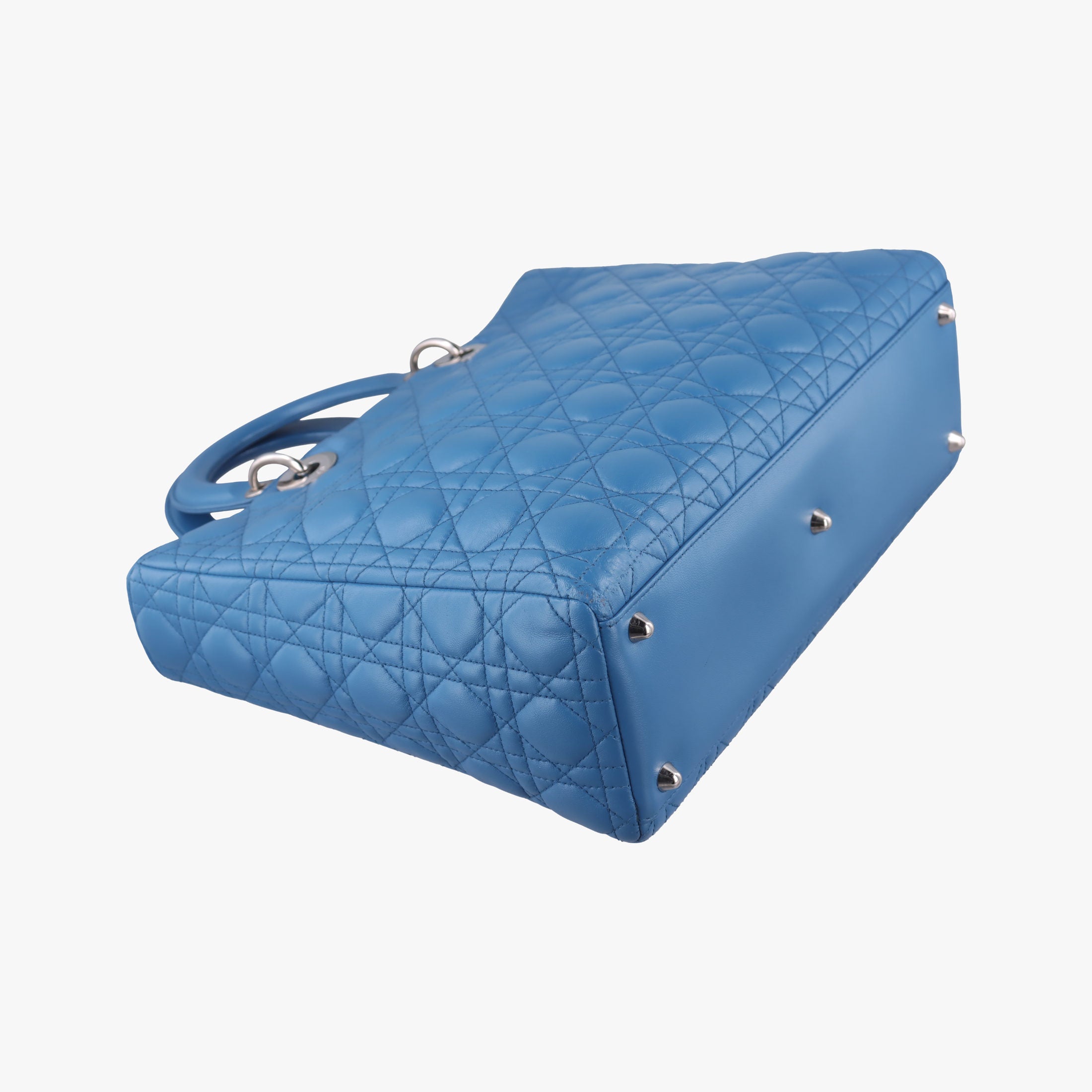 Pre-owned Christian Dior Lady Dior Blue lambskin  handbag | stylenewstar