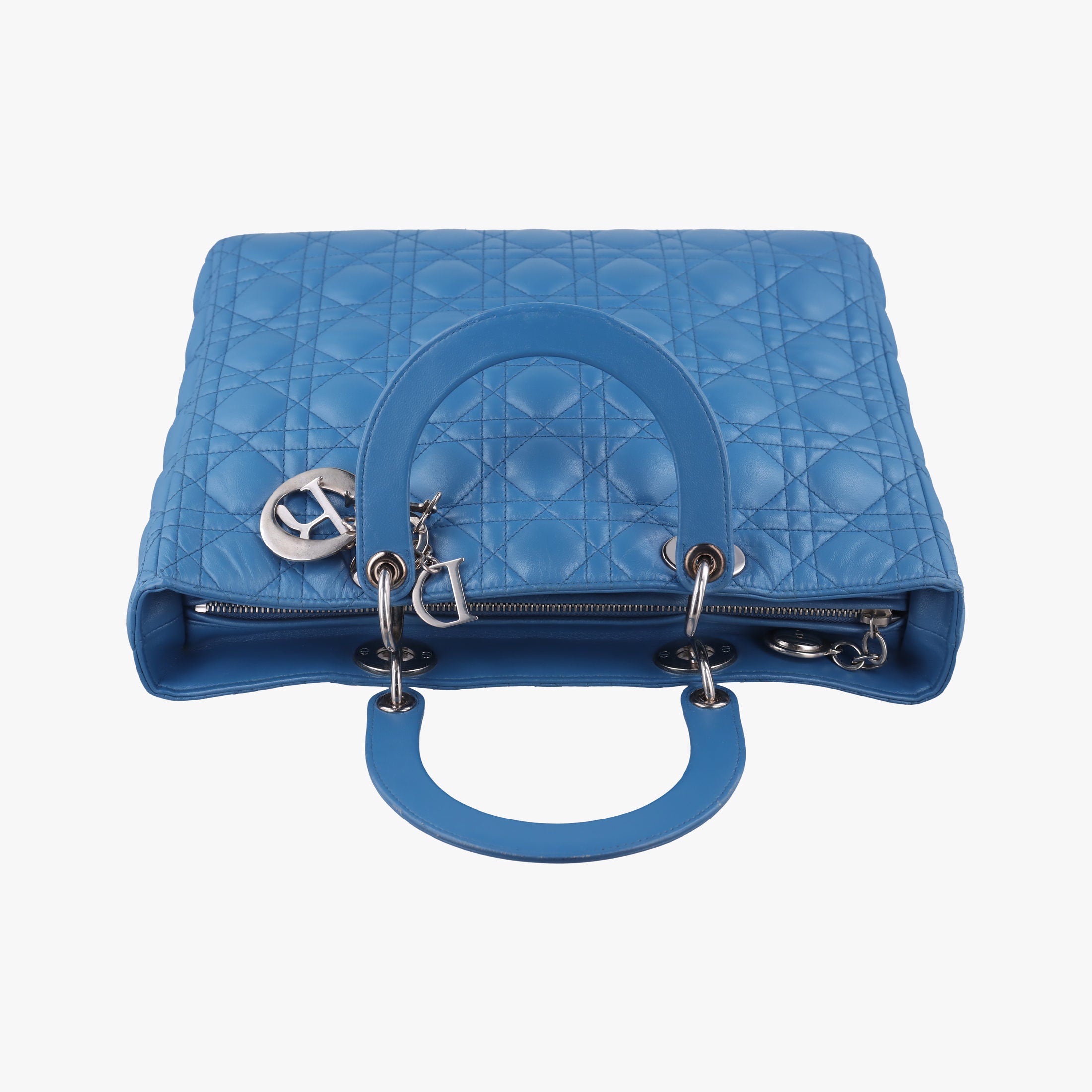 Pre-owned Christian Dior Lady Dior Blue lambskin  handbag | stylenewstar