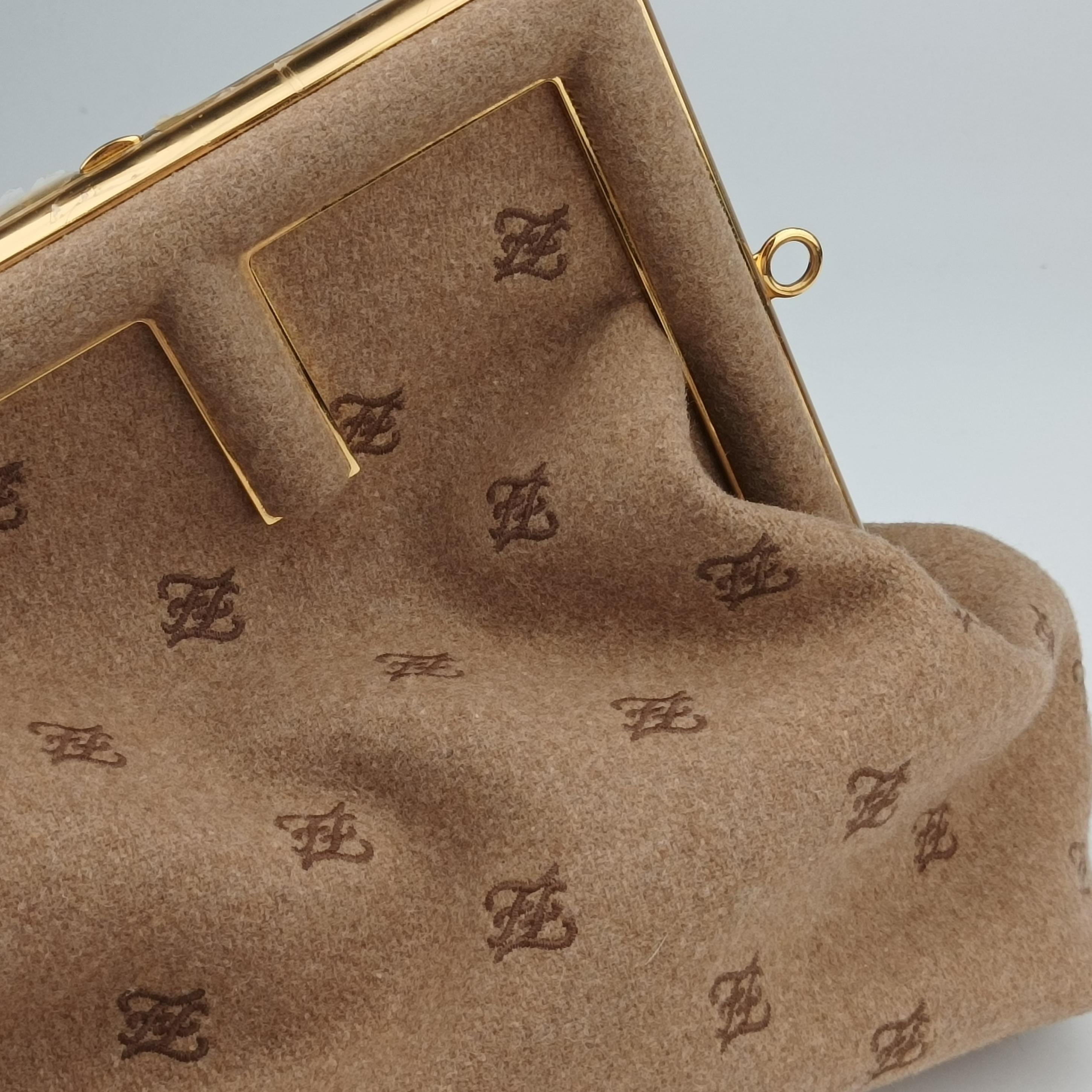 Secondhand Fendi First Beige Flannel  Wool 8BP127 shoulderbag | stylenewstar