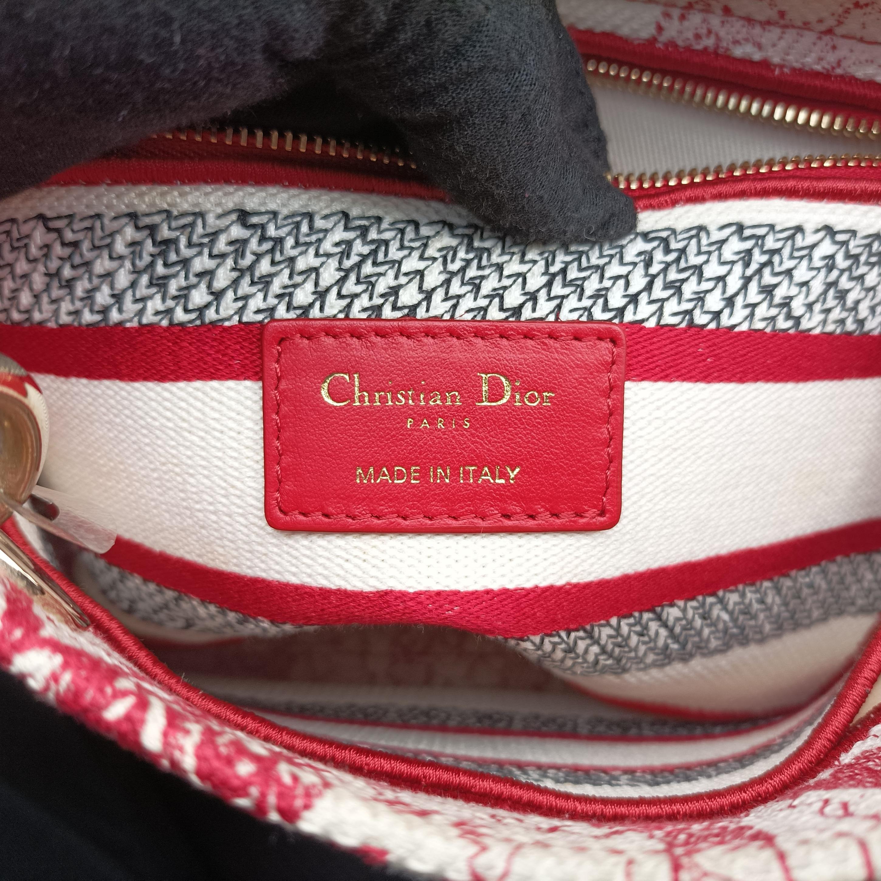 Pre-owned Christian Dior D-Lite Medium Royaume pink×multicolor canvas  shoulderbag | stylenewstar