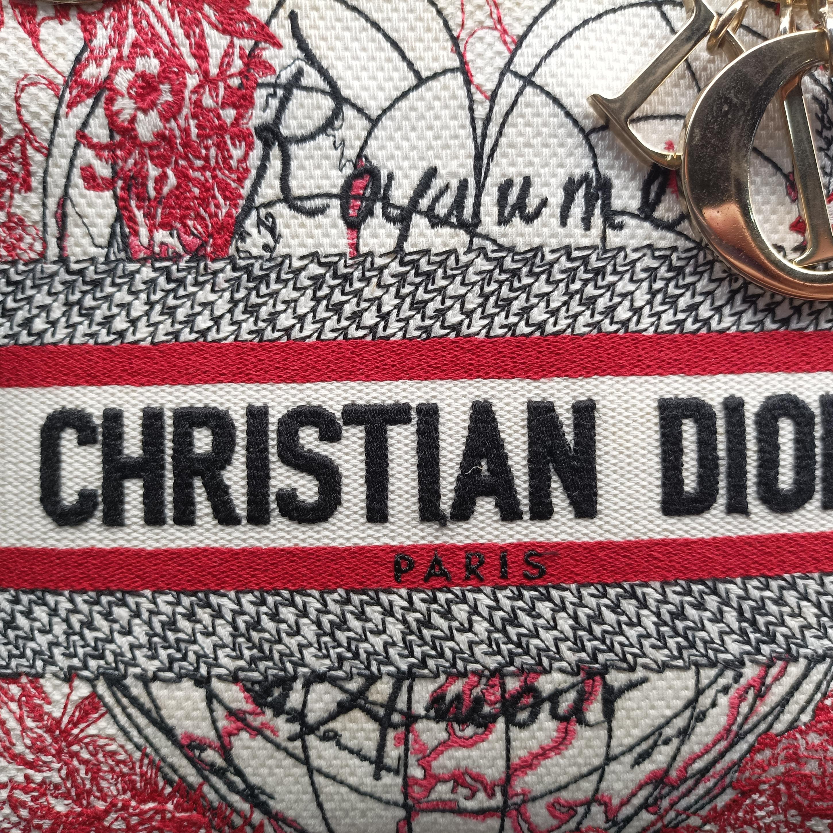 Pre-owned Christian Dior D-Lite Medium Royaume pink×multicolor canvas  shoulderbag | stylenewstar