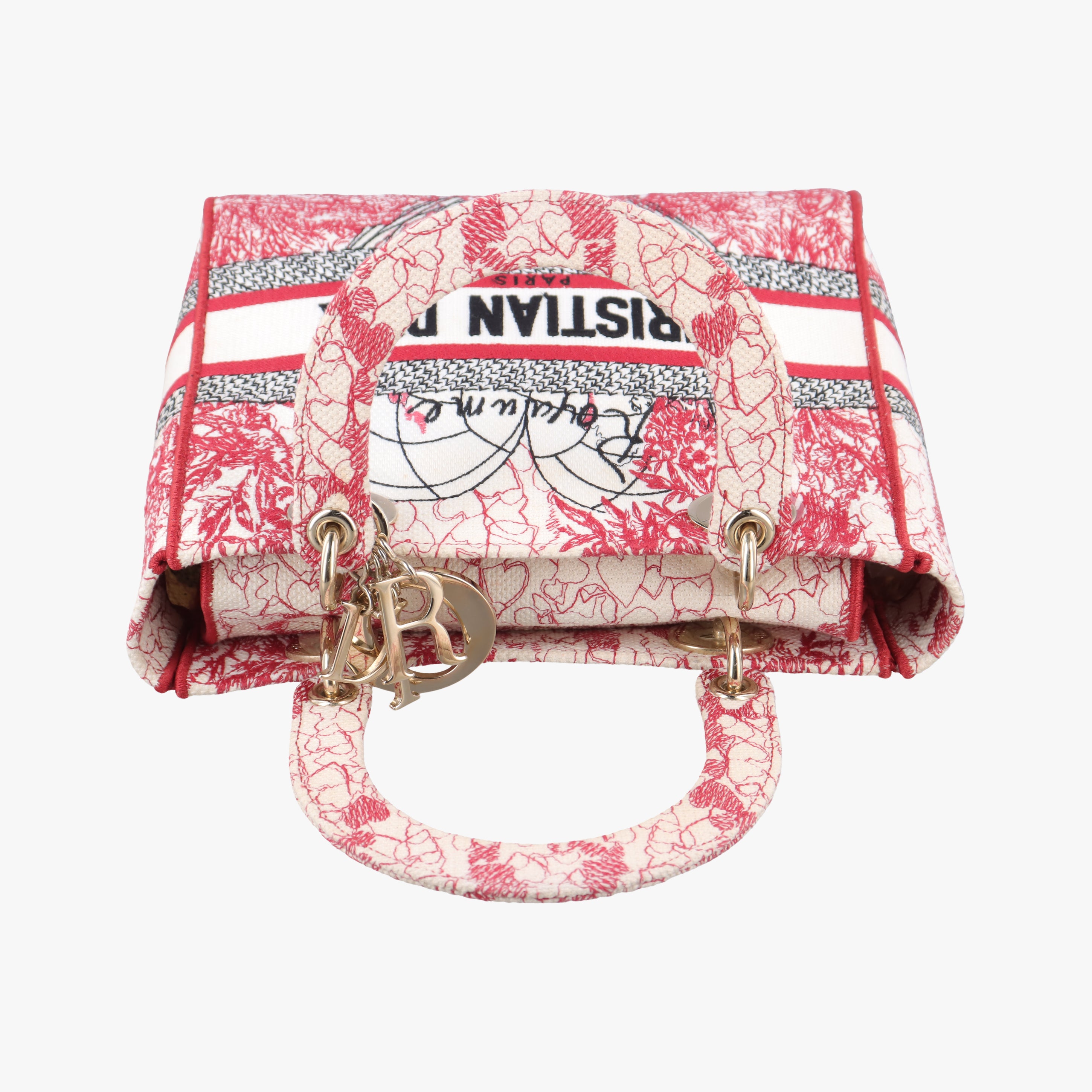 Pre-owned Christian Dior D-Lite Medium Royaume pink×multicolor canvas  shoulderbag | stylenewstar
