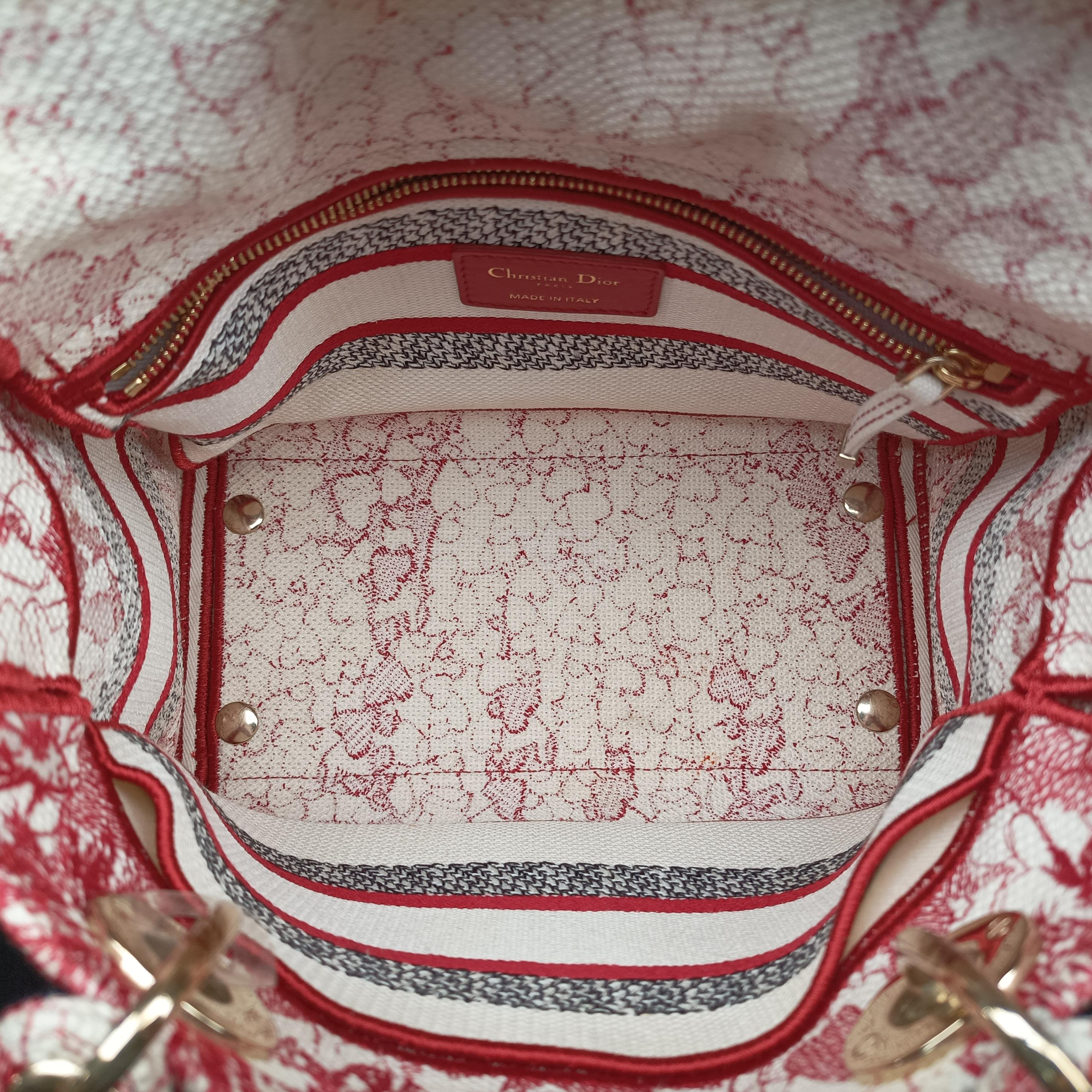 Pre-owned Christian Dior D-Lite Medium Royaume pink×multicolor canvas  shoulderbag | stylenewstar