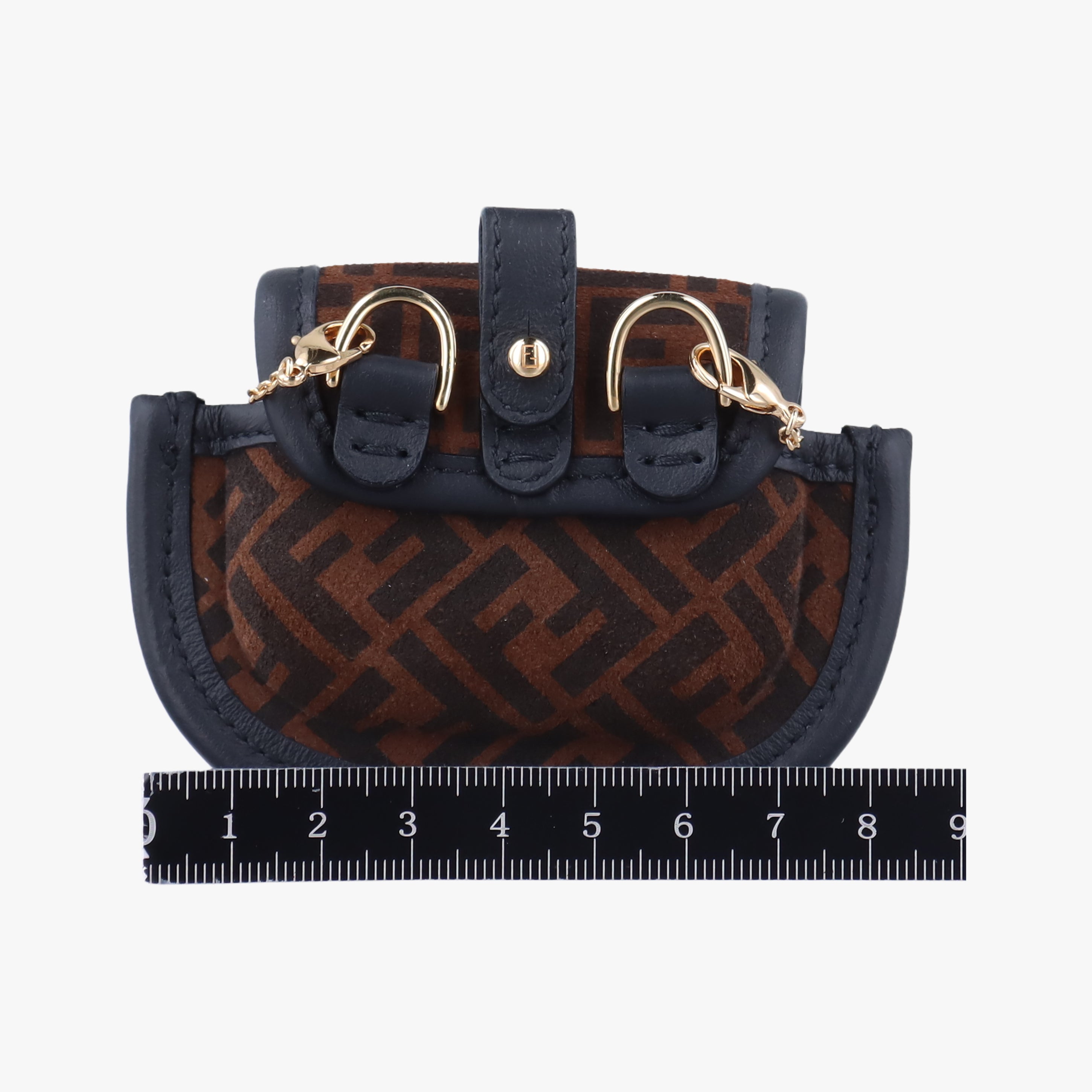 Pre-owned Fendi Zucca FF Airpods Pro Brown Suede  shoulderbag | stylenewstar
