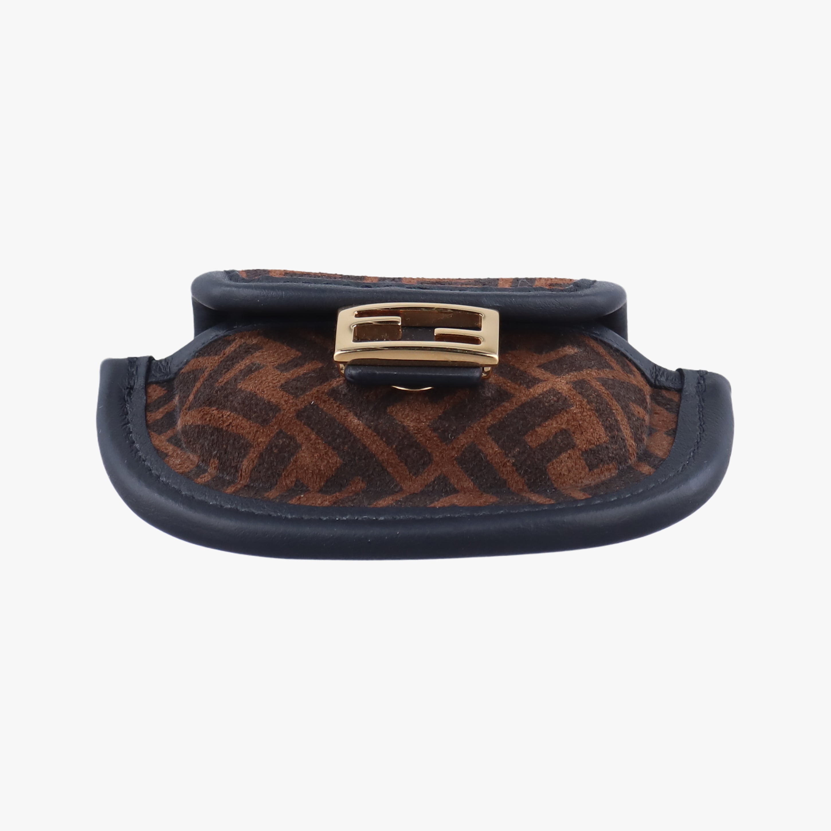 Pre-owned Fendi Zucca FF Airpods Pro Brown Suede  shoulderbag | stylenewstar