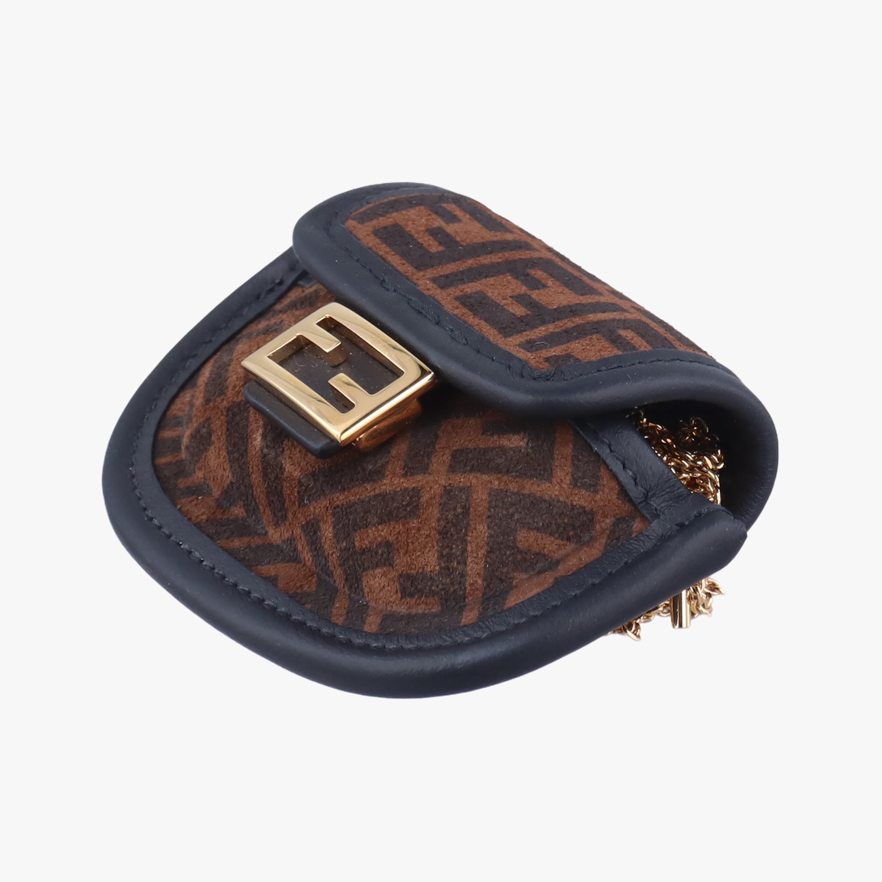 Pre-owned Fendi Zucca FF Airpods Pro Brown Suede  shoulderbag | stylenewstar