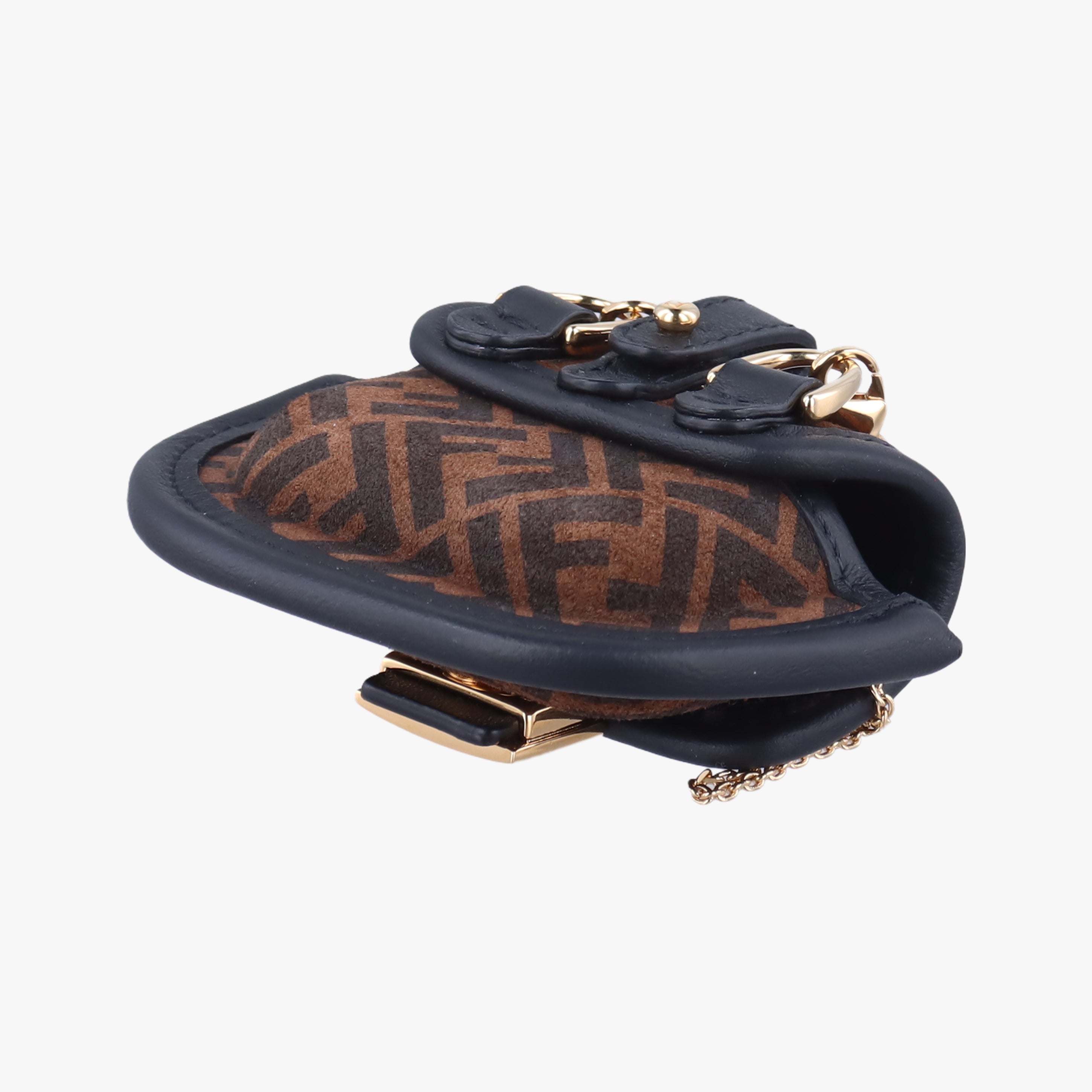 Pre-owned Fendi Zucca FF Airpods Pro Brown Suede  shoulderbag | stylenewstar