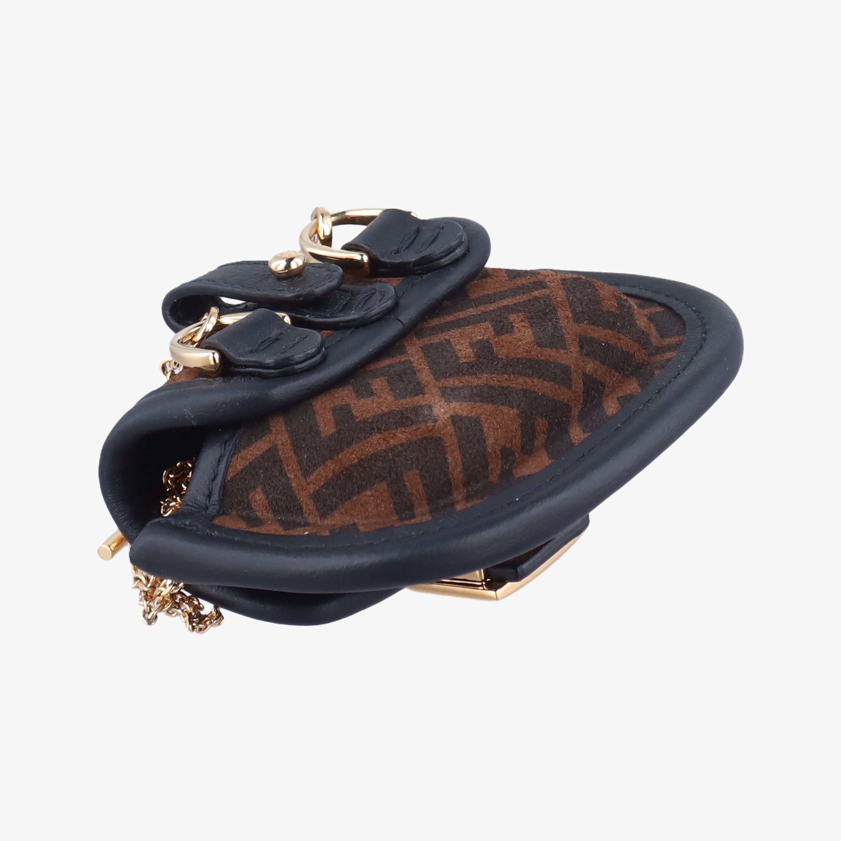 Pre-owned Fendi Zucca FF Airpods Pro Brown Suede  shoulderbag | stylenewstar