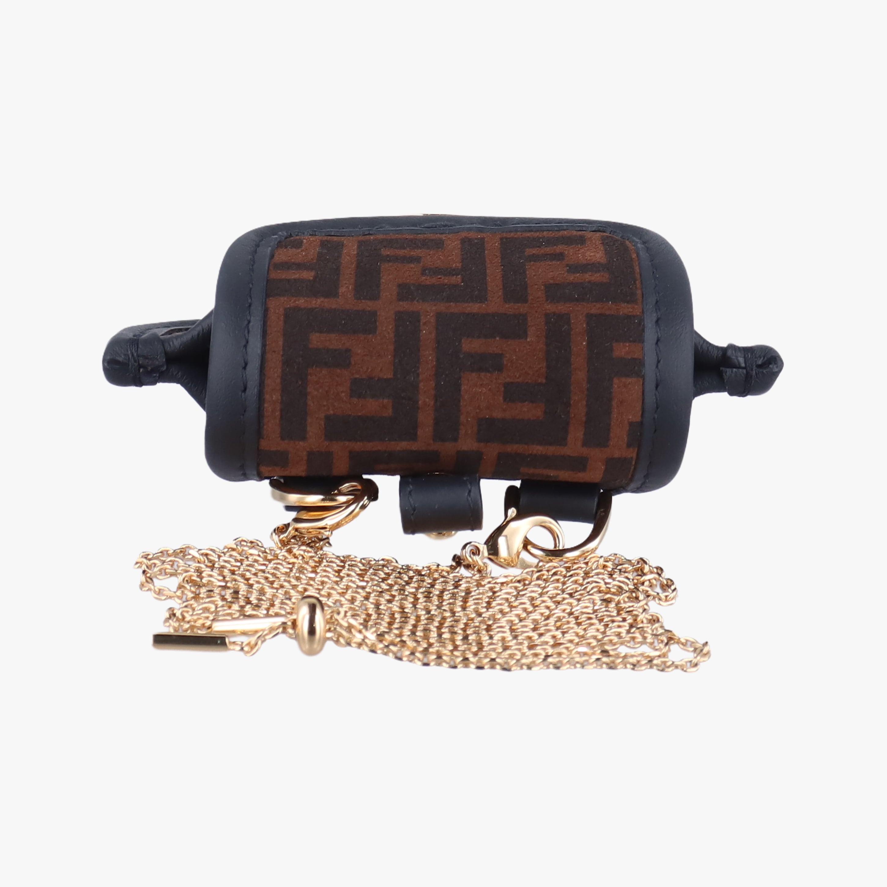 Pre-owned Fendi Zucca FF Airpods Pro Brown Suede  shoulderbag | stylenewstar