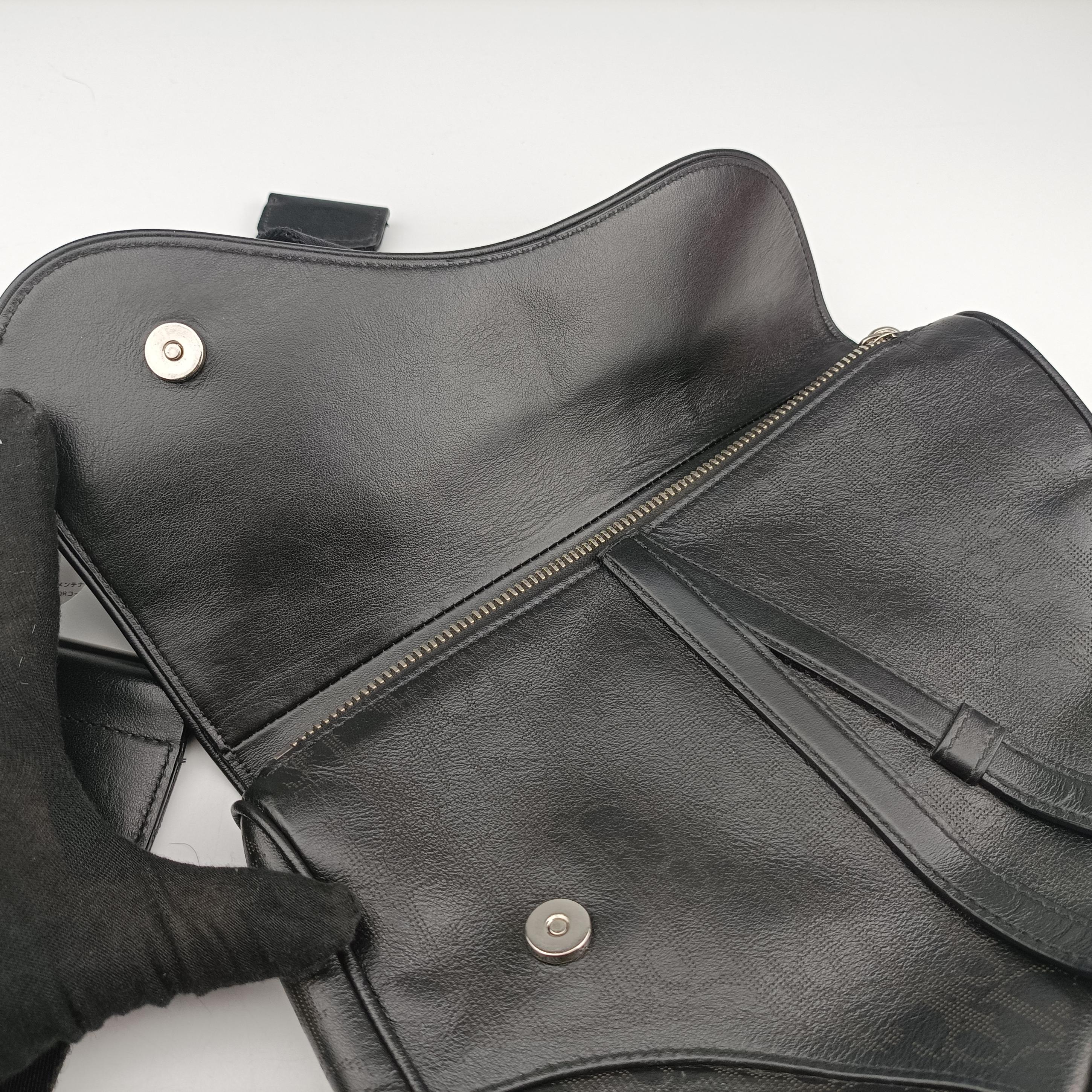 Pre-owned Christian Dior saddle Black leather  crossbodybag | stylenewstar