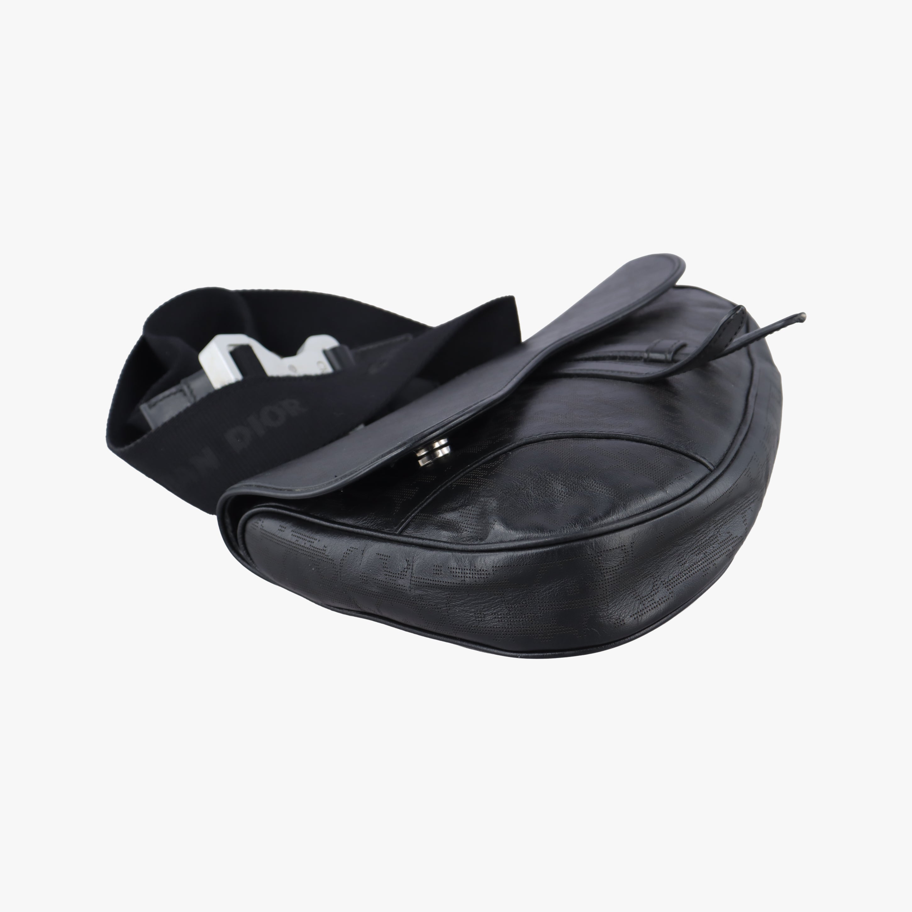 Pre-owned Christian Dior saddle Black leather  crossbodybag | stylenewstar