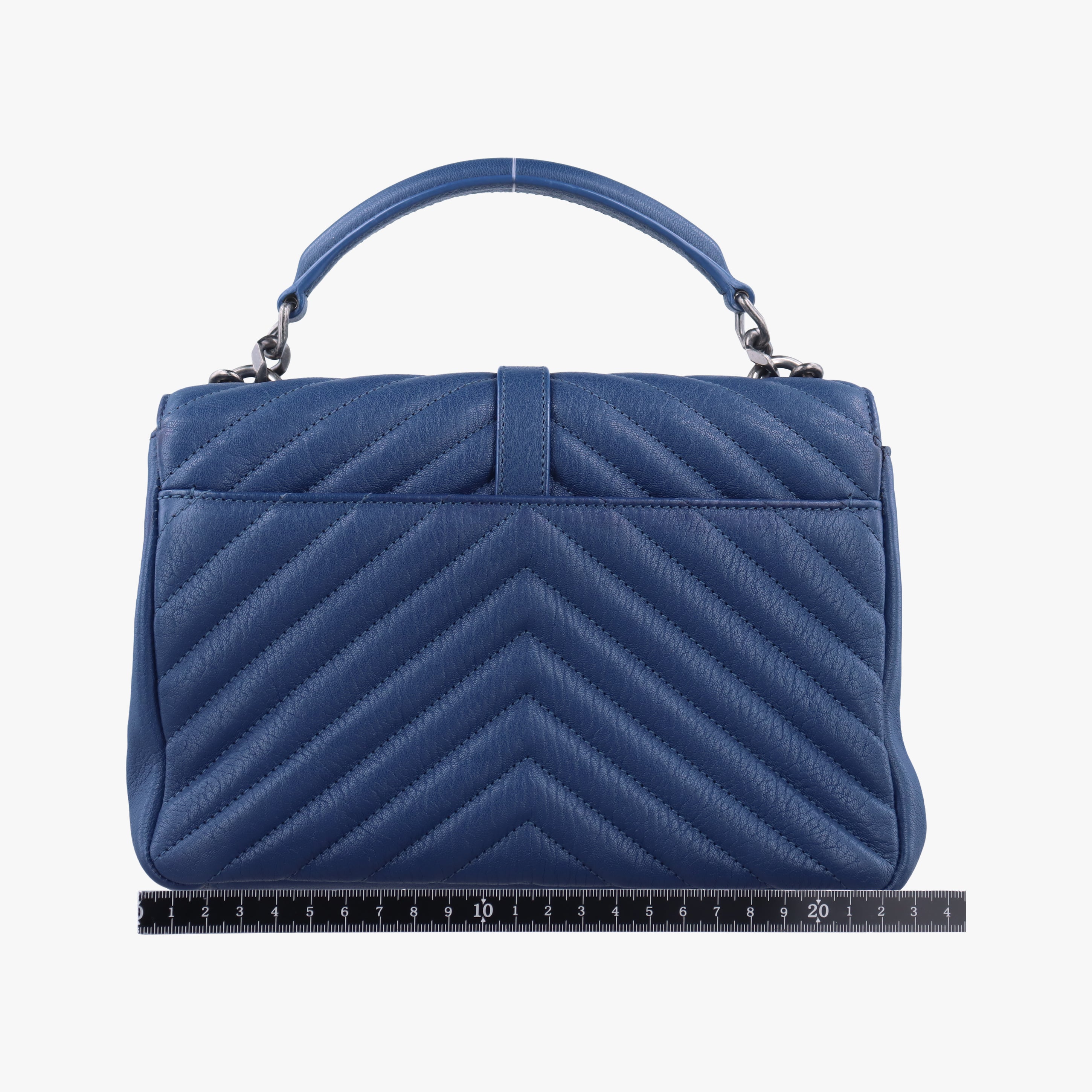 Pre-owned Yves Saint Laurent COLLEGE Navy Leather 487213 shoulderbag | stylenewstar