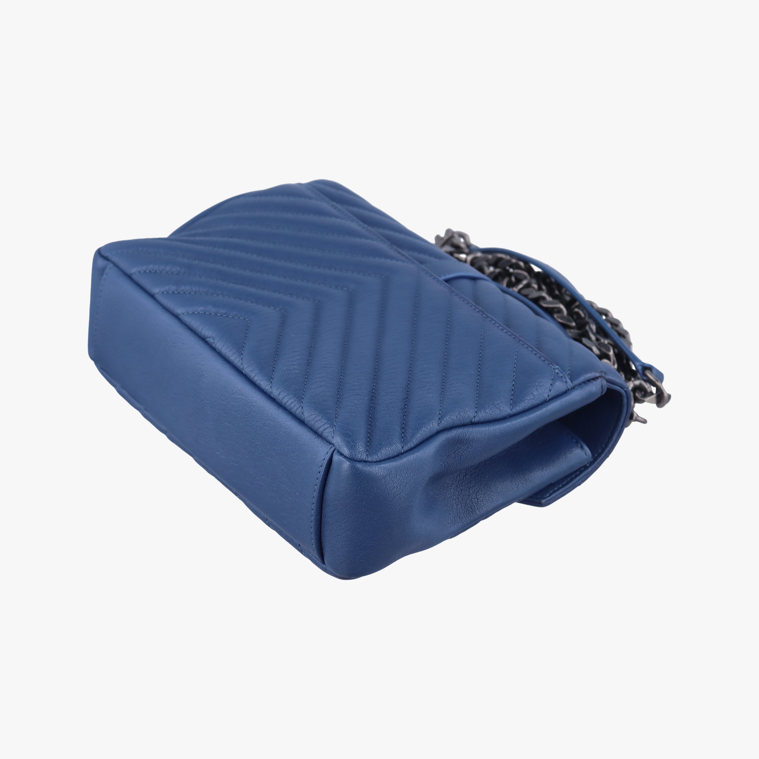 Pre-owned Yves Saint Laurent COLLEGE Navy Leather 487213 shoulderbag | stylenewstar