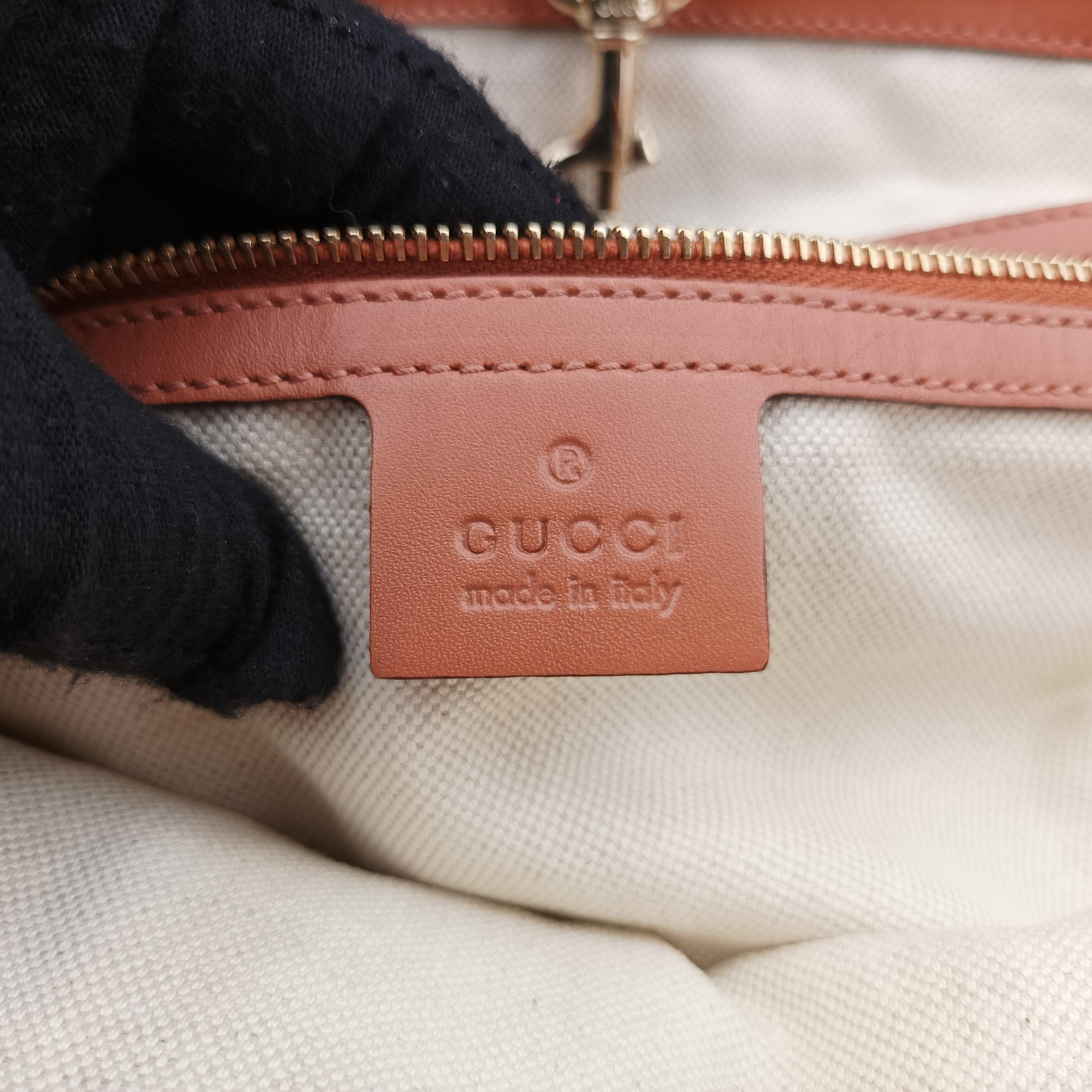 Secondhand Gucci Heart Bit charm Brown×orange canvas×leather 269956 handbag | stylenewstar